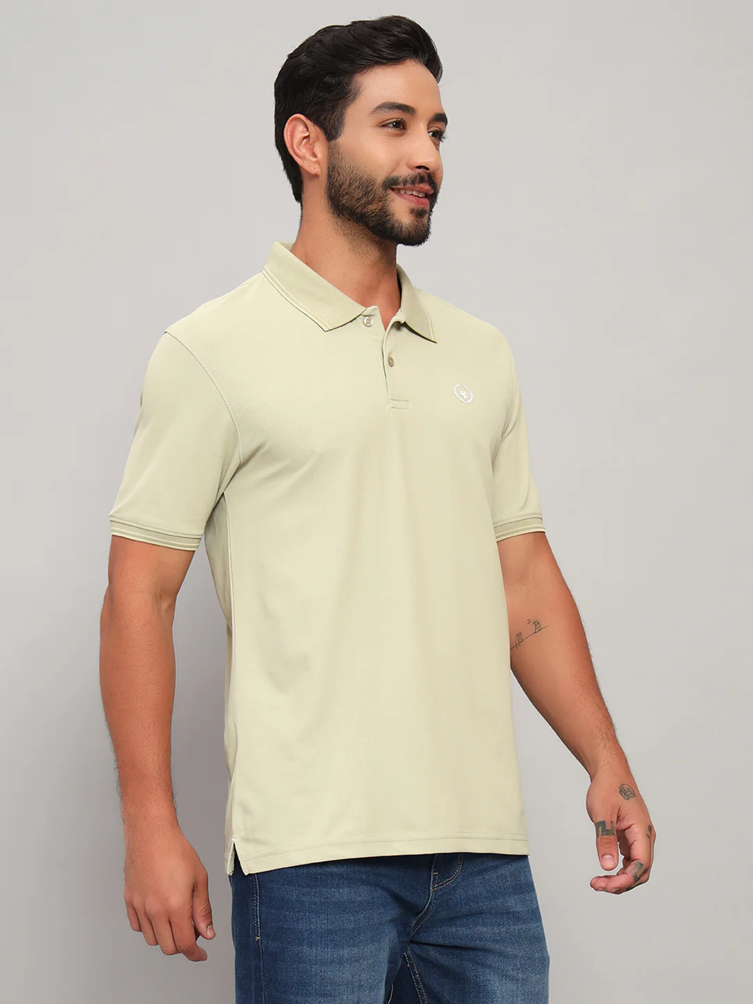 T-Shirt for Men | Breathable & Soft with Color Fastness Regular Fit Polo Neck Polyester Fabric Solid Pattern - Image 4