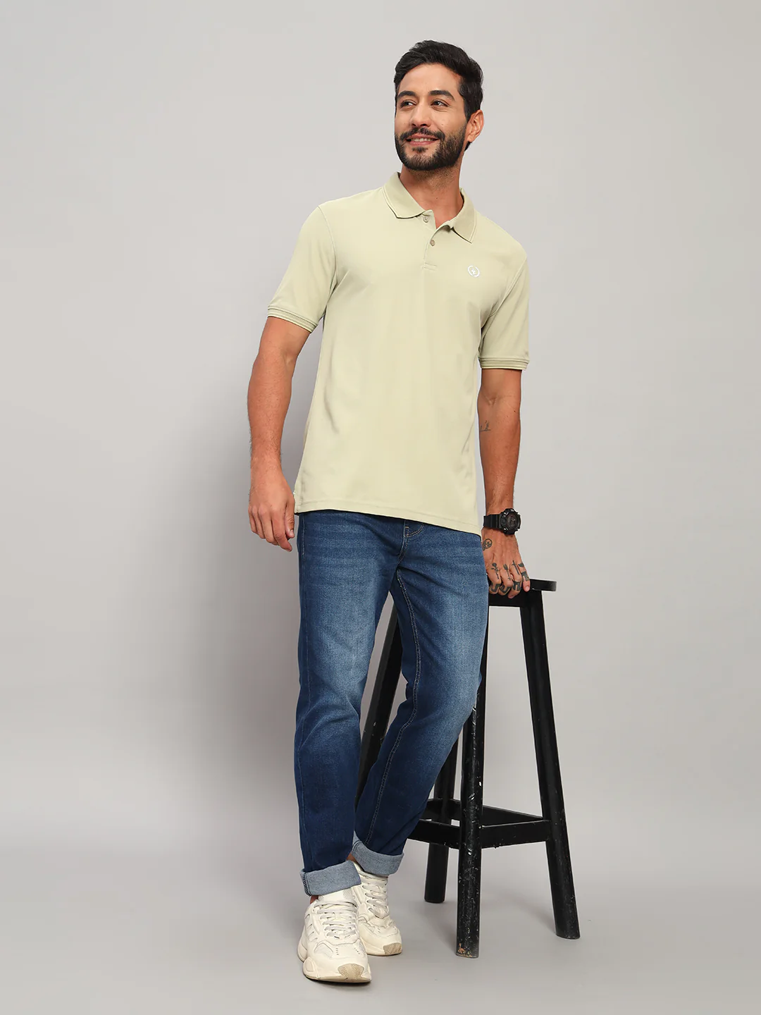 T-Shirt for Men | Breathable & Soft with Color Fastness Regular Fit Polo Neck Polyester Fabric Solid Pattern - Image 6