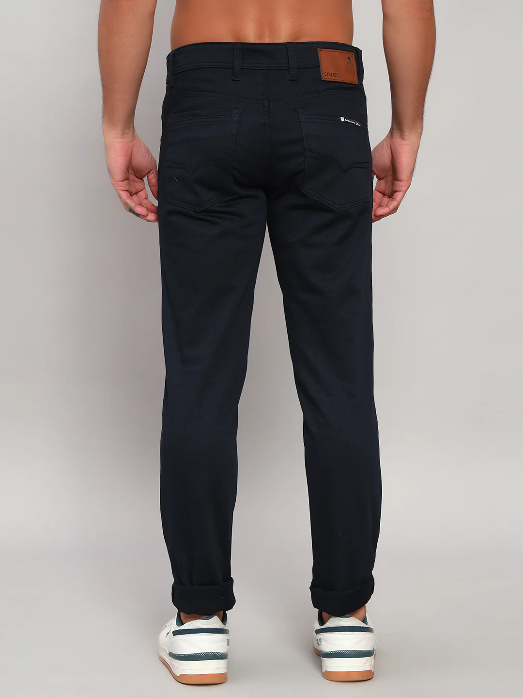 Casual Trouser for Men | Breathable & Soft with Color Fastness Regular Fit Cotton Blend Fabric Self Design Pattern Button Closure - Image 2