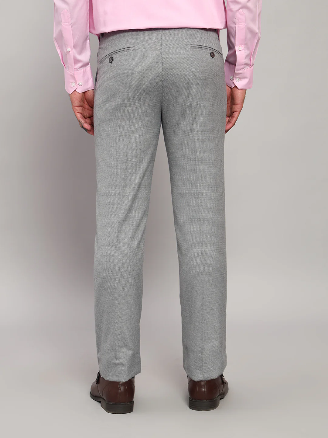 Formal Trouser for Men | Breathable & Soft with Color Fastness Regular Fit Poly Viscose Fabric Self Design Pattern Hook & Eye Closure - Image 2