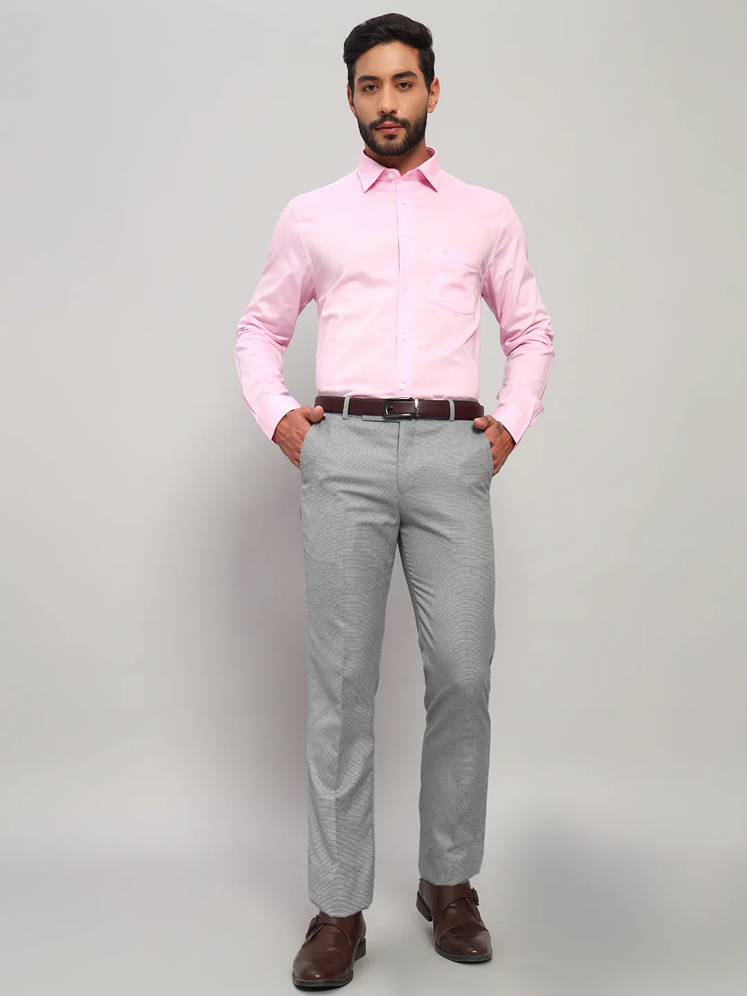 Formal Trouser for Men | Breathable & Soft with Color Fastness Regular Fit Poly Viscose Fabric Self Design Pattern Hook & Eye Closure - Image 7