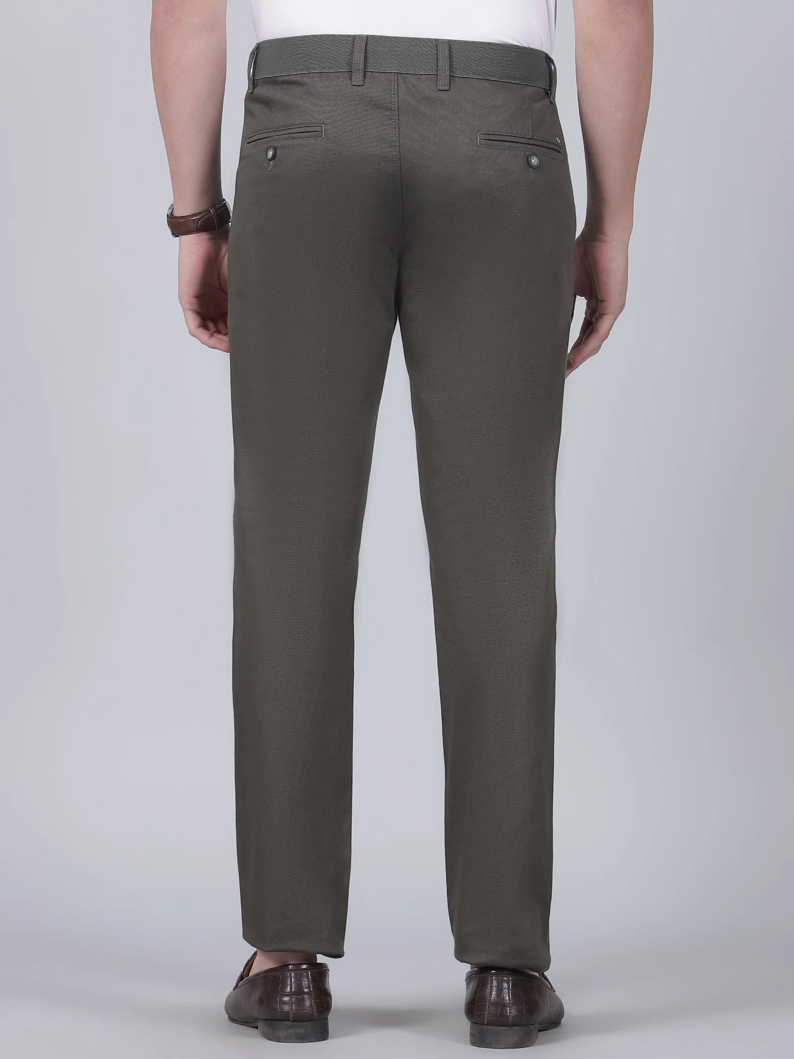 Casual Trouser for Men | Breathable & Soft with Color Fastness Regular Fit Cotton Blend Fabric Solid Pattern Button Closure - Image 5