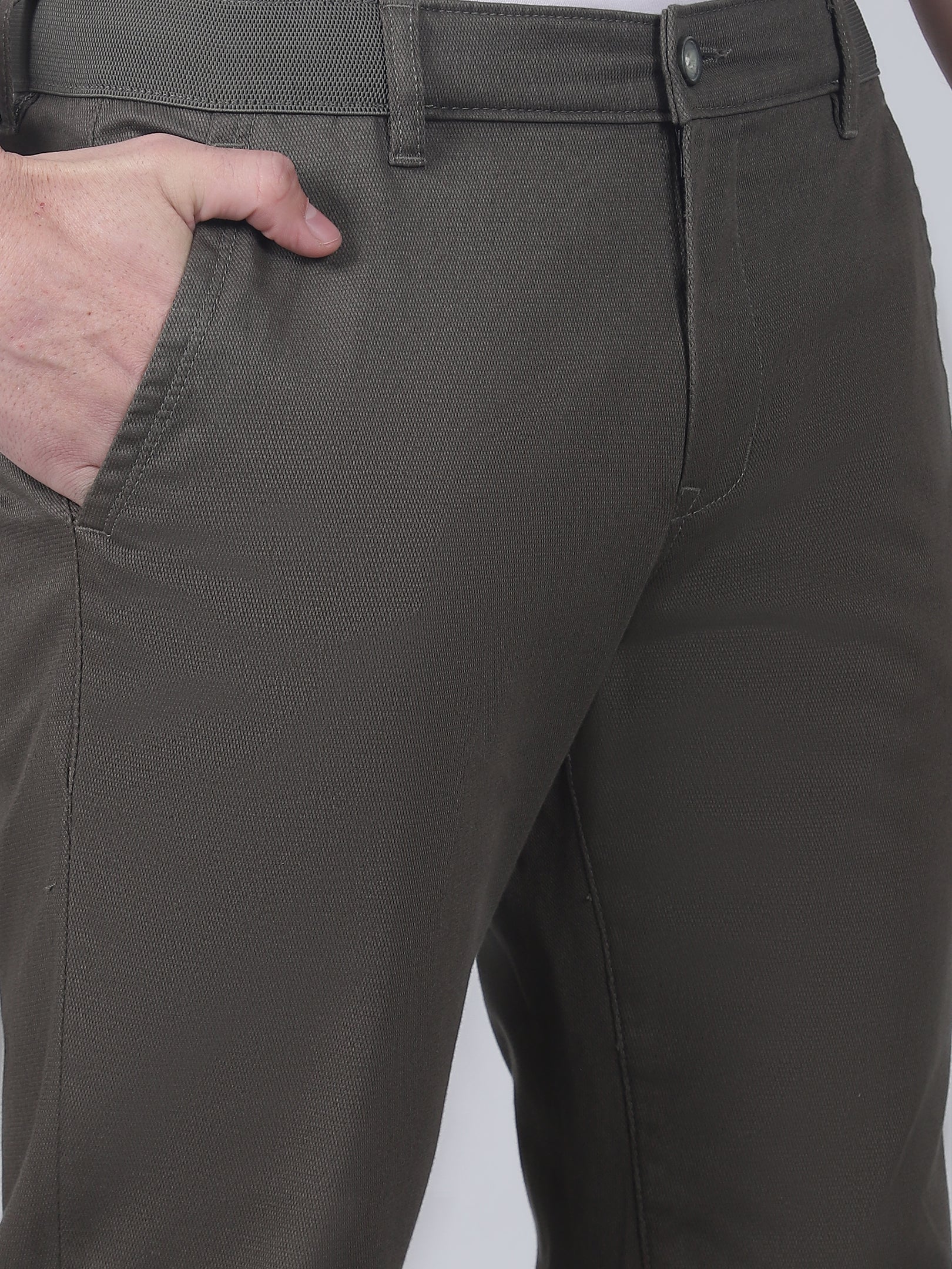Casual Trouser for Men | Breathable & Soft with Color Fastness Regular Fit Cotton Blend Fabric Solid Pattern Button Closure - Image 6