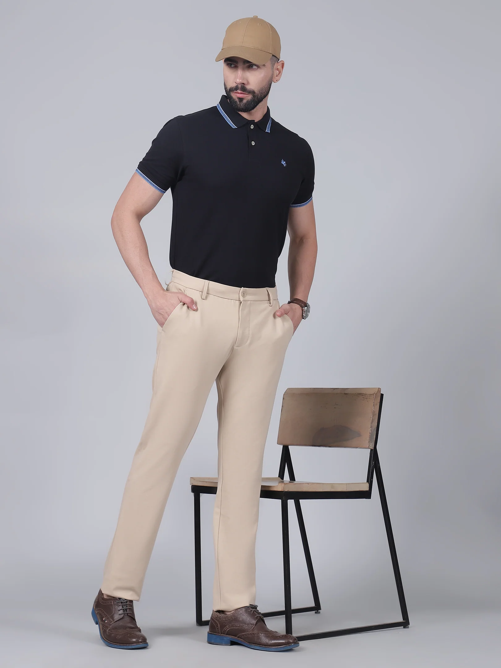 Casual Trouser for Men | Breathable & Soft with Color Fastness Regular Fit Poly Cotton Fabric Solid Pattern Button Closure