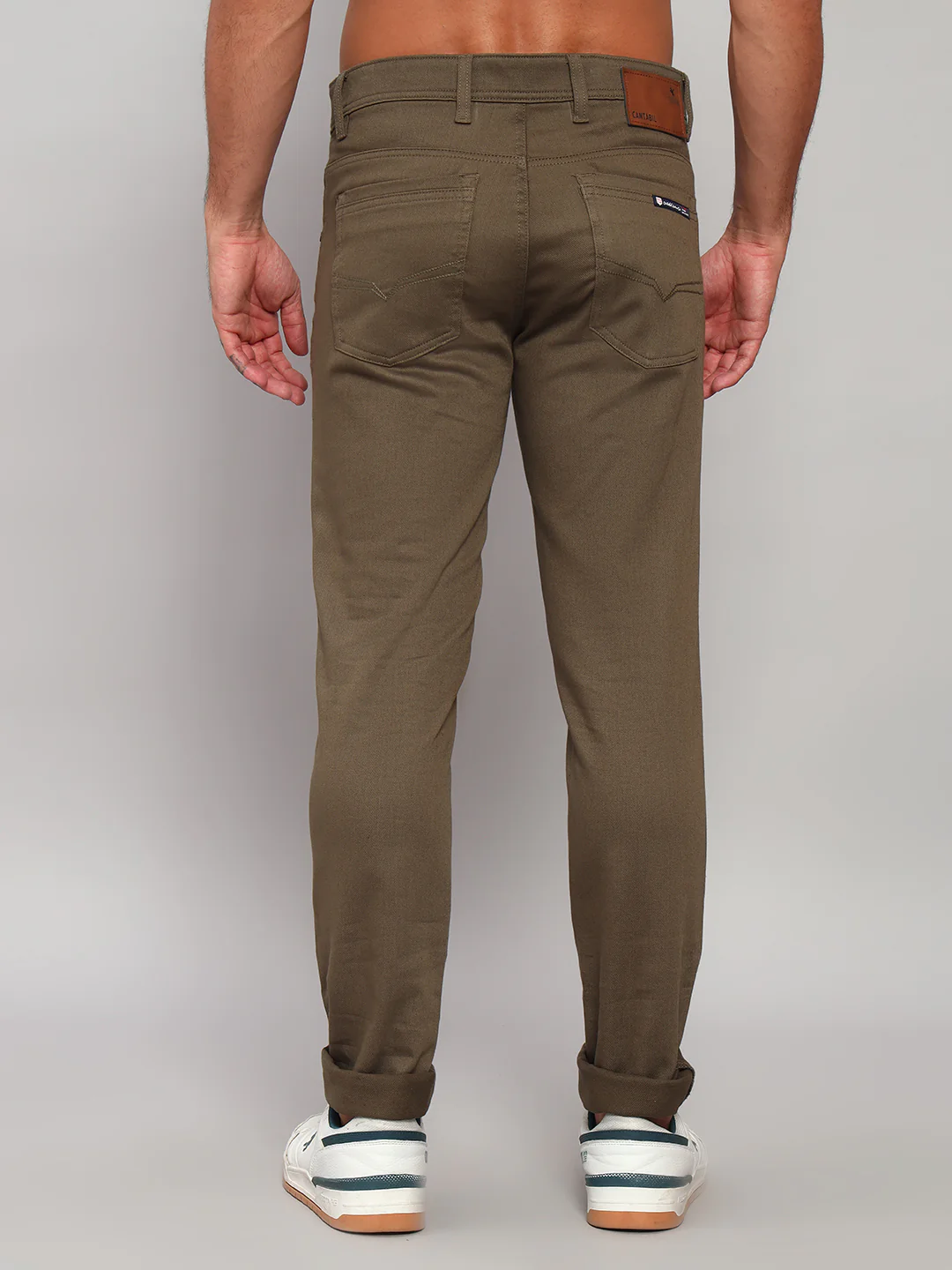 Casual Trouser for Men | Breathable & Soft with Color Fastness Regular Fit Cotton Blend Fabric Self Design Pattern Button Closure - Image 2