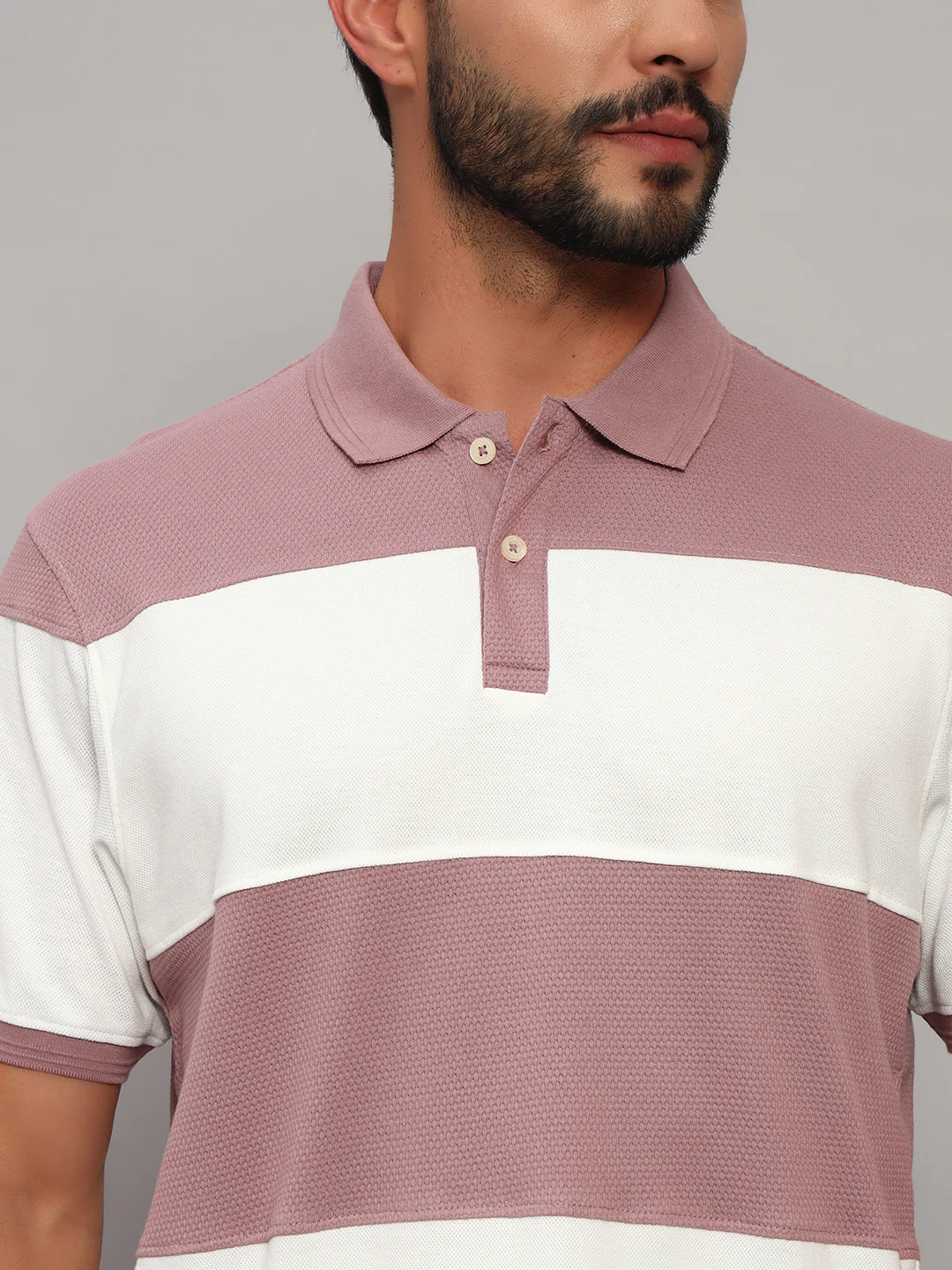 T-Shirt for Men | Breathable & Soft with Color Fastness Regular Fit Polo Neck Poly Cotton Fabric Self Design Pattern - Image 6