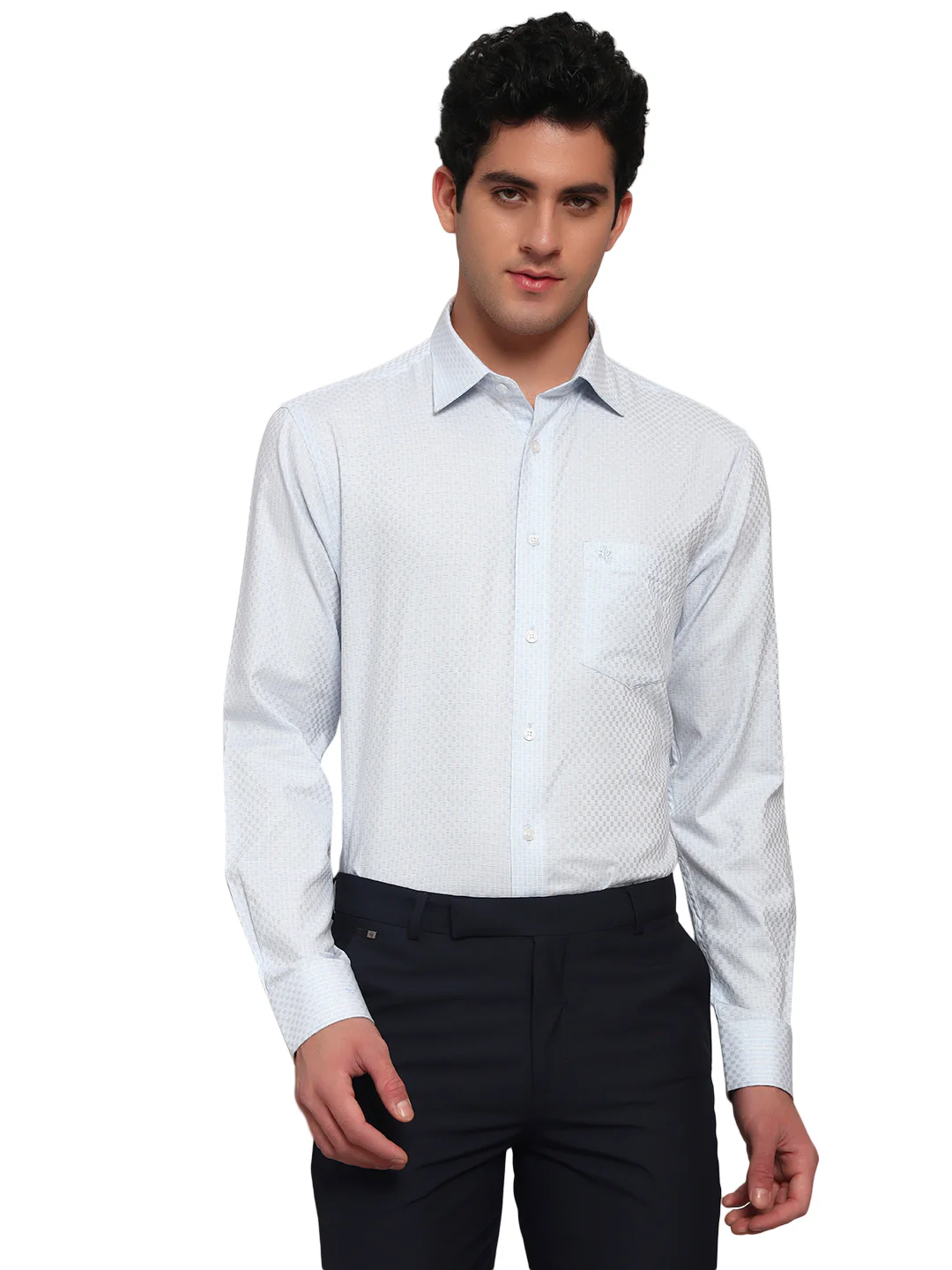 Formal Shirt for Men l Breathable & Soft with Color Fastness Regular Fit Spread Collar Neck Cotton Fabric Self Design Pattern - Image 2
