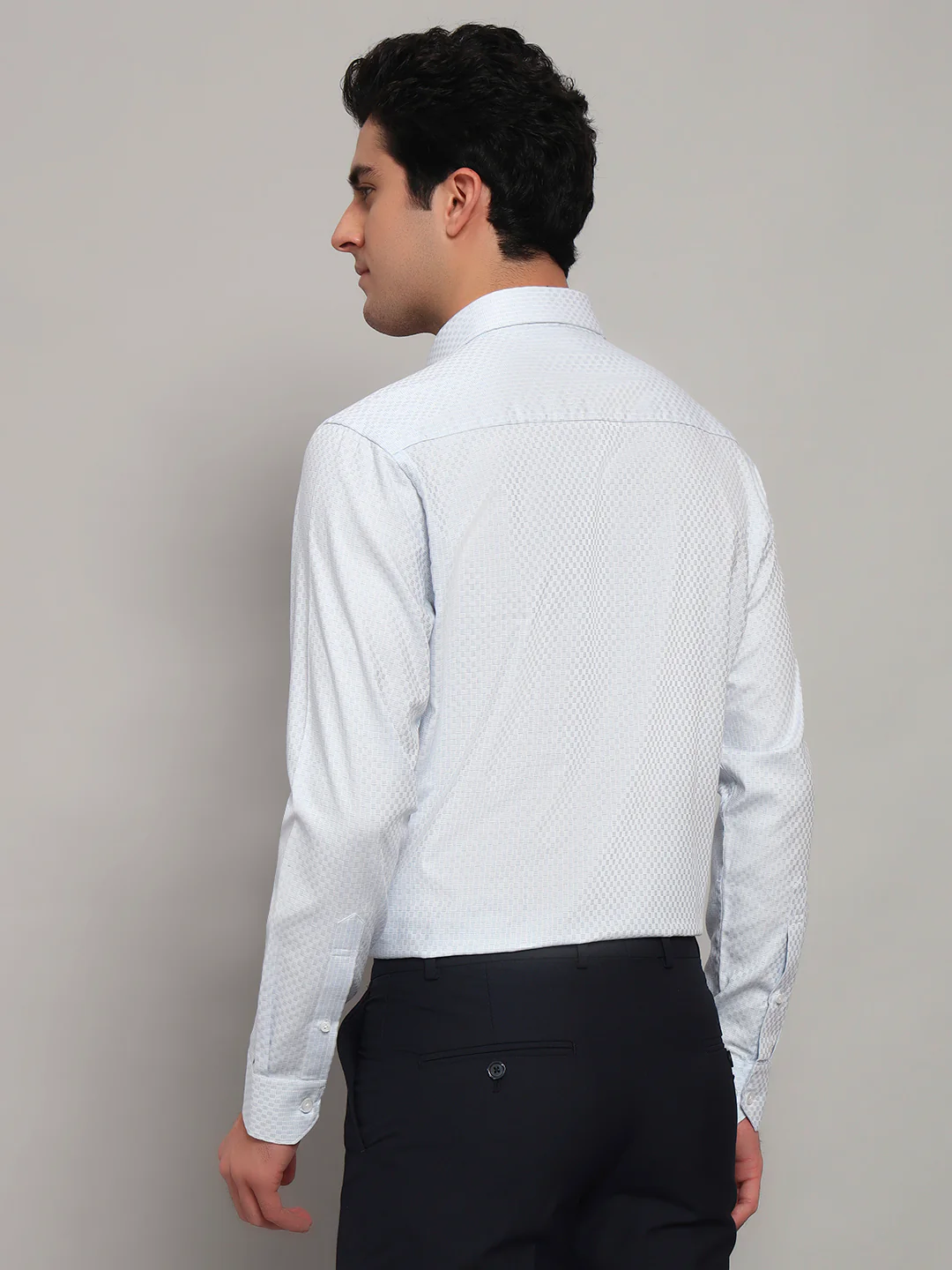 Formal Shirt for Men l Breathable & Soft with Color Fastness Regular Fit Spread Collar Neck Cotton Fabric Self Design Pattern - Image 4