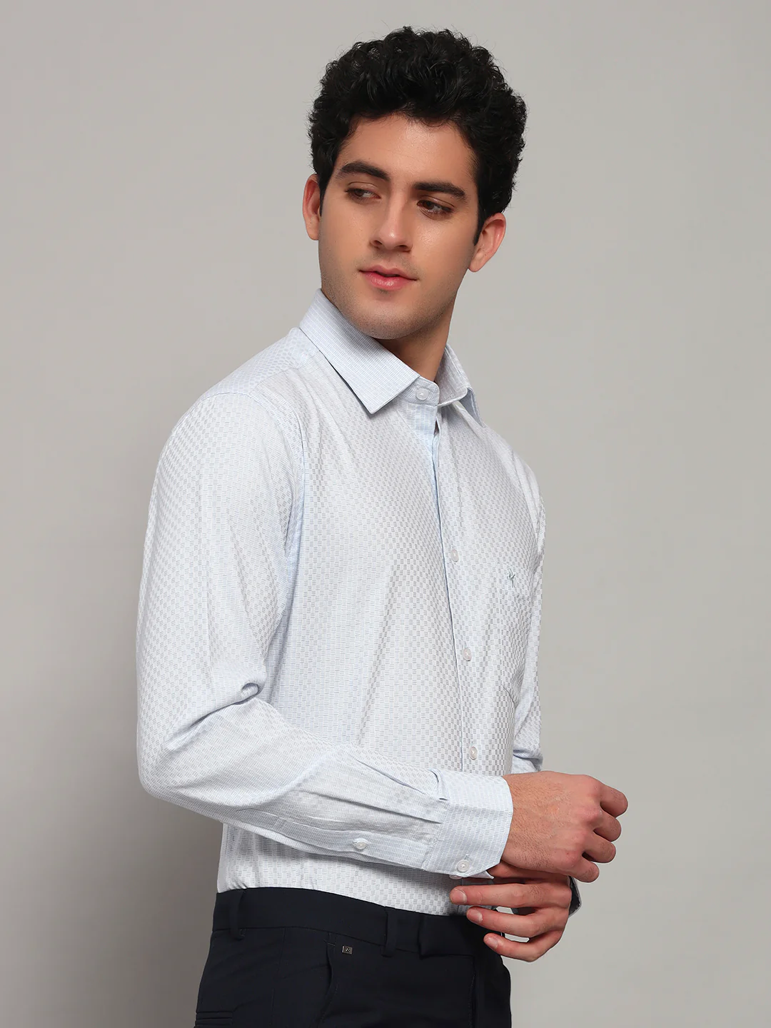 Formal Shirt for Men l Breathable & Soft with Color Fastness Regular Fit Spread Collar Neck Cotton Fabric Self Design Pattern - Image 5