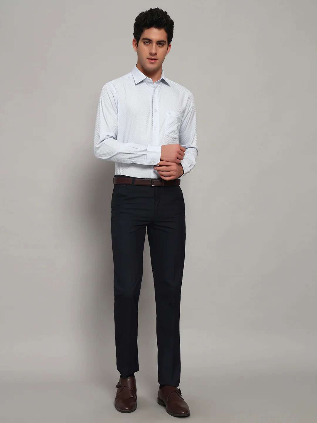 Formal Shirt for Men l Breathable & Soft with Color Fastness Regular Fit Spread Collar Neck Cotton Fabric Self Design Pattern - Image 6