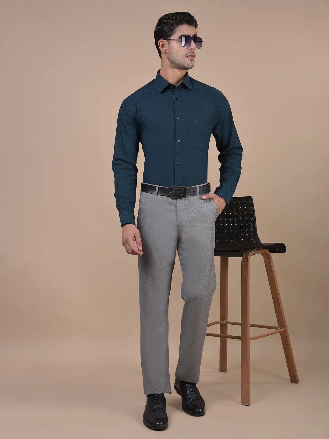 Formal Shirt for Men l Breathable & Soft with Color Fastness Regular Fit Spread Collar Neck Cotton Fabric Self Design Pattern - Image 6