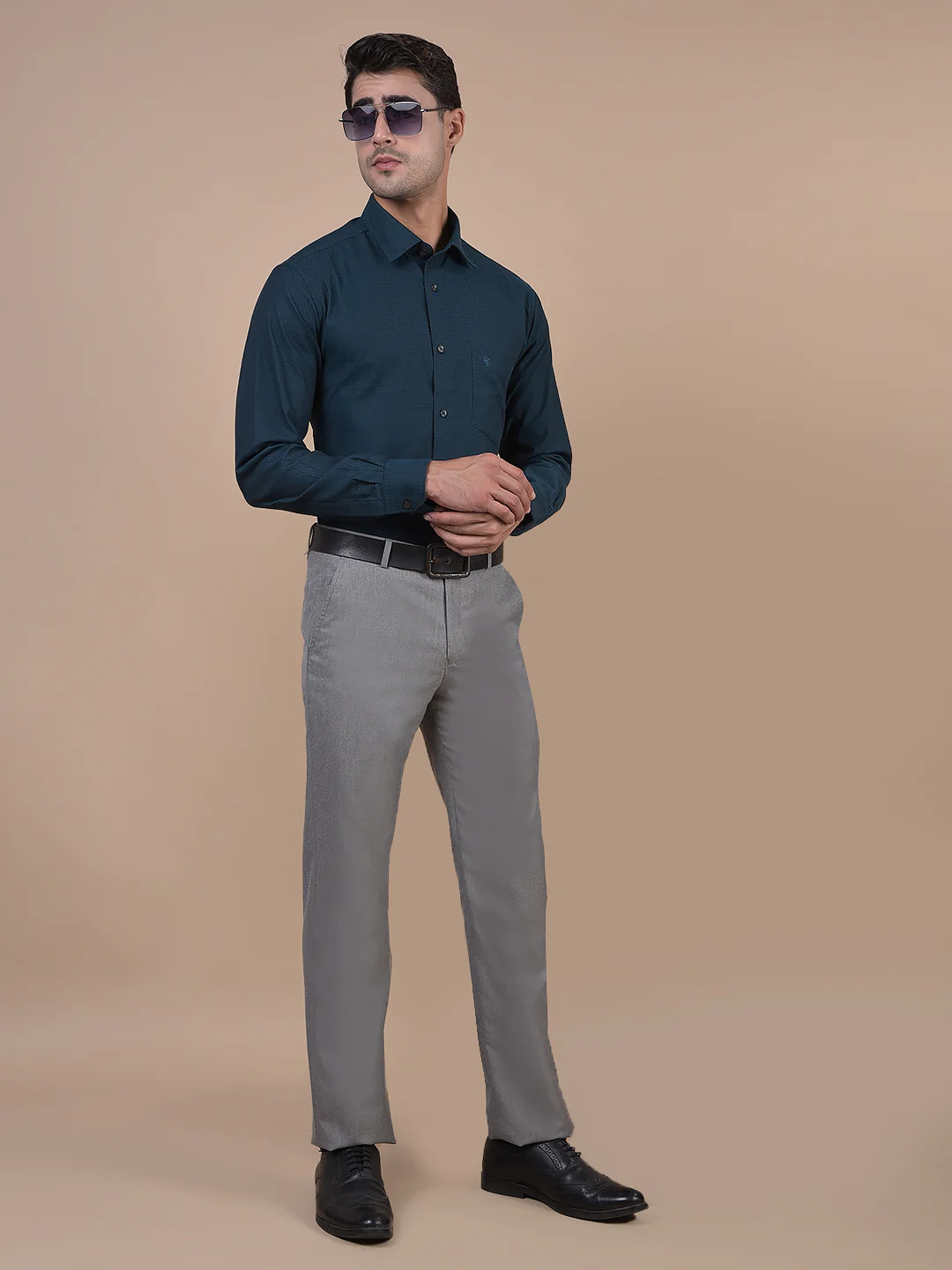 Formal Shirt for Men l Breathable & Soft with Color Fastness Regular Fit Spread Collar Neck Cotton Fabric Self Design Pattern - Image 7