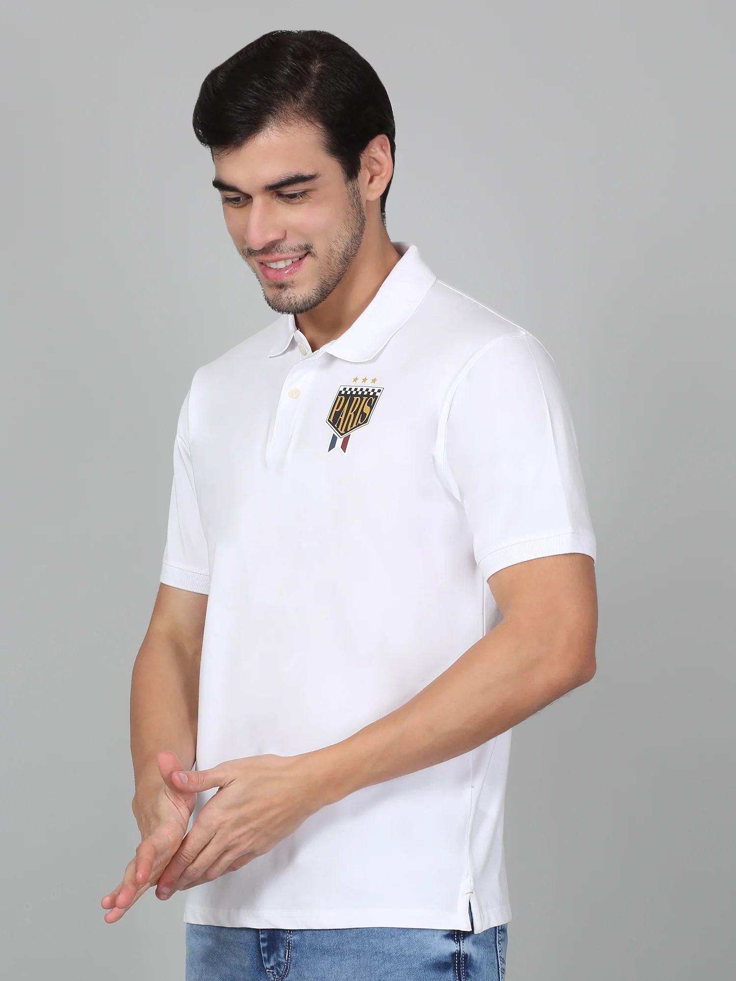 T-Shirt for Men | Breathable & Soft with Color Fastness Regular Fit Polo Neck Cotton Blend Fabric Solid Pattern - Image 3