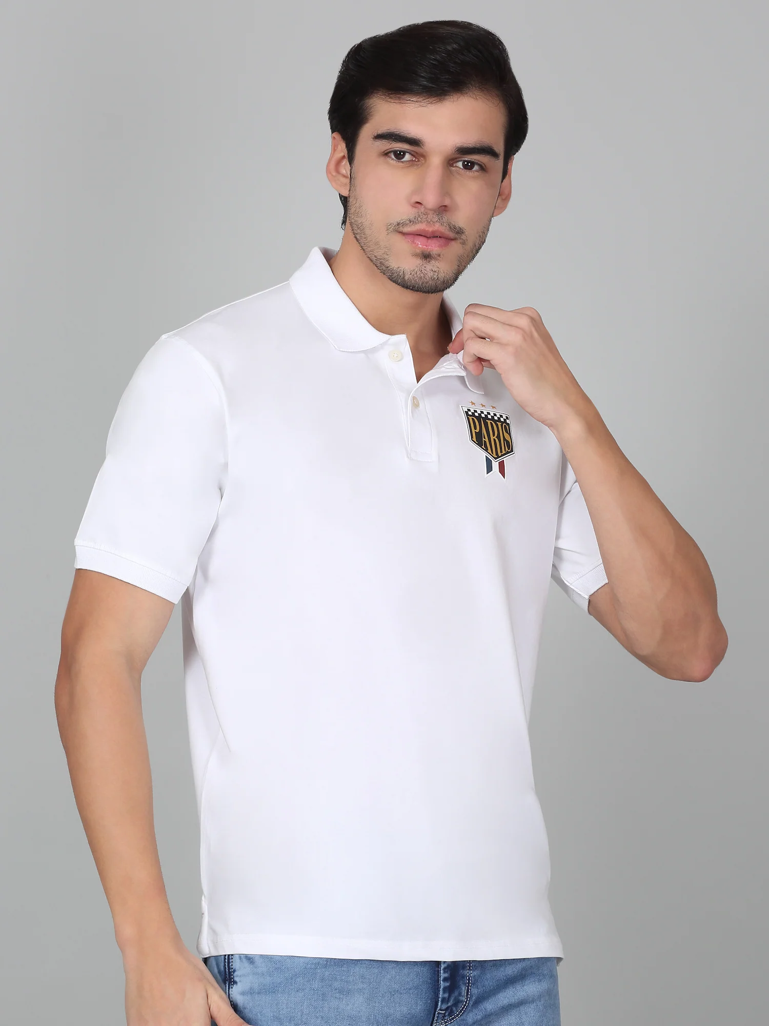 T-Shirt for Men | Breathable & Soft with Color Fastness Regular Fit Polo Neck Cotton Blend Fabric Solid Pattern - Image 4