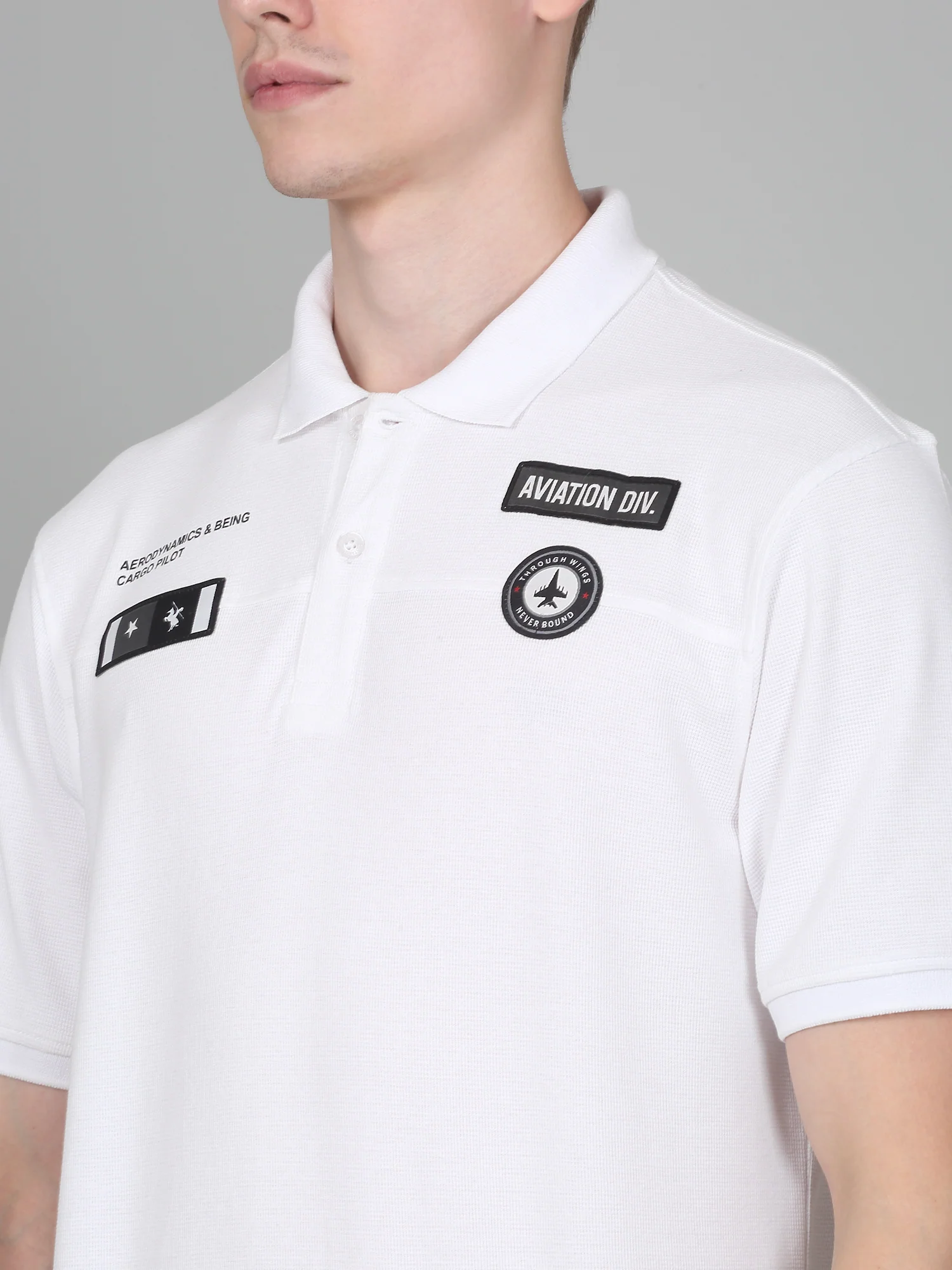 T-Shirt for Men | Breathable & Soft with Color Fastness Regular Fit Polo Neck Poly Cotton Fabric Self Design Pattern - Image 5