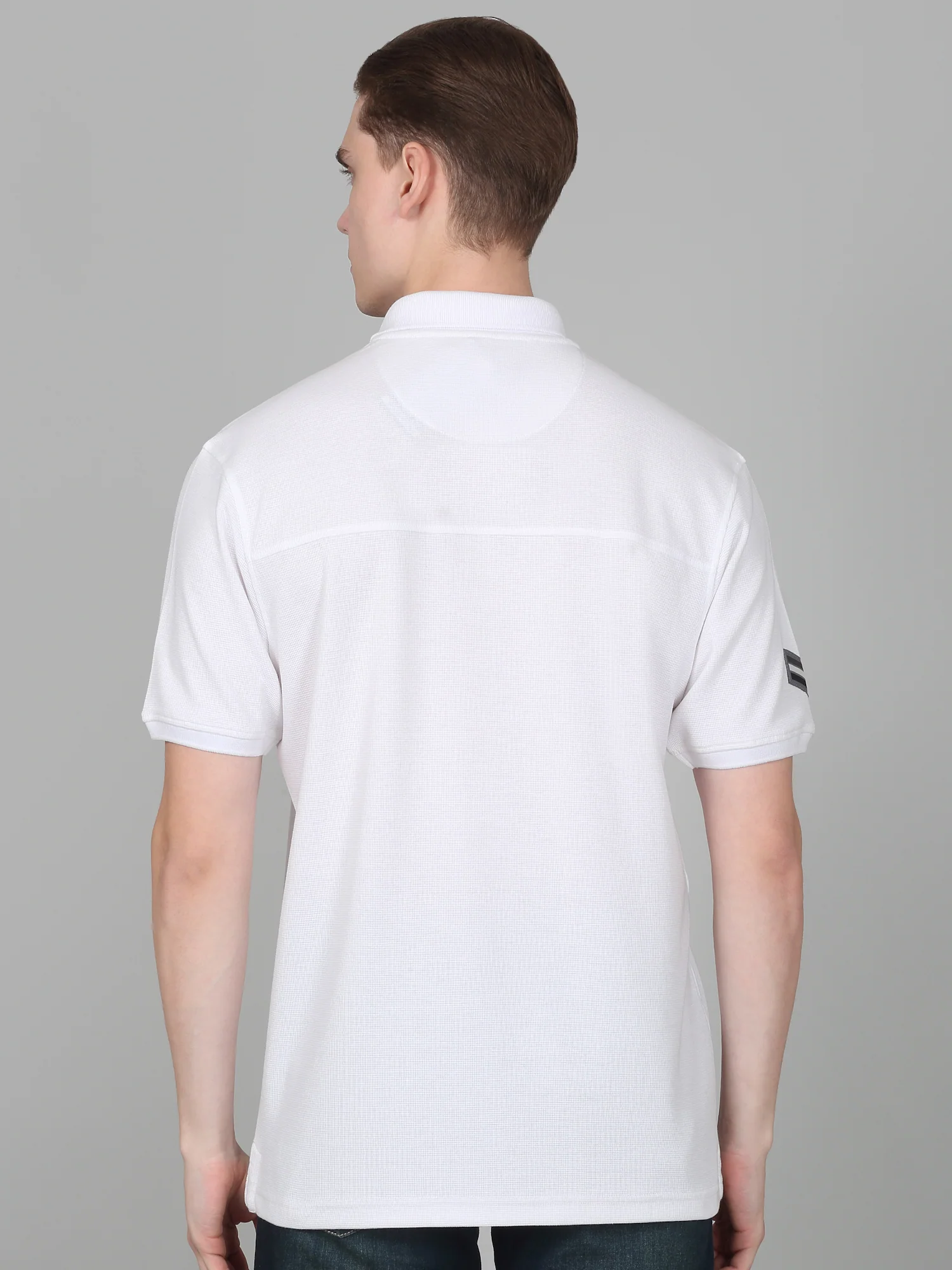 T-Shirt for Men | Breathable & Soft with Color Fastness Regular Fit Polo Neck Poly Cotton Fabric Self Design Pattern - Image 6
