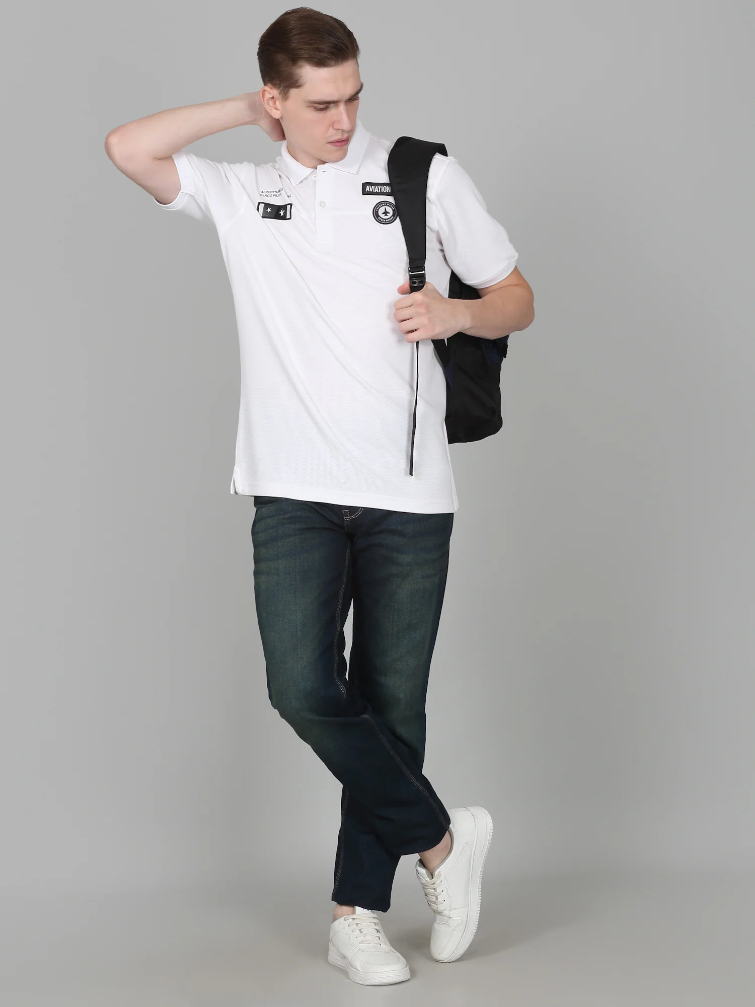 T-Shirt for Men | Breathable & Soft with Color Fastness Regular Fit Polo Neck Poly Cotton Fabric Self Design Pattern - Image 7
