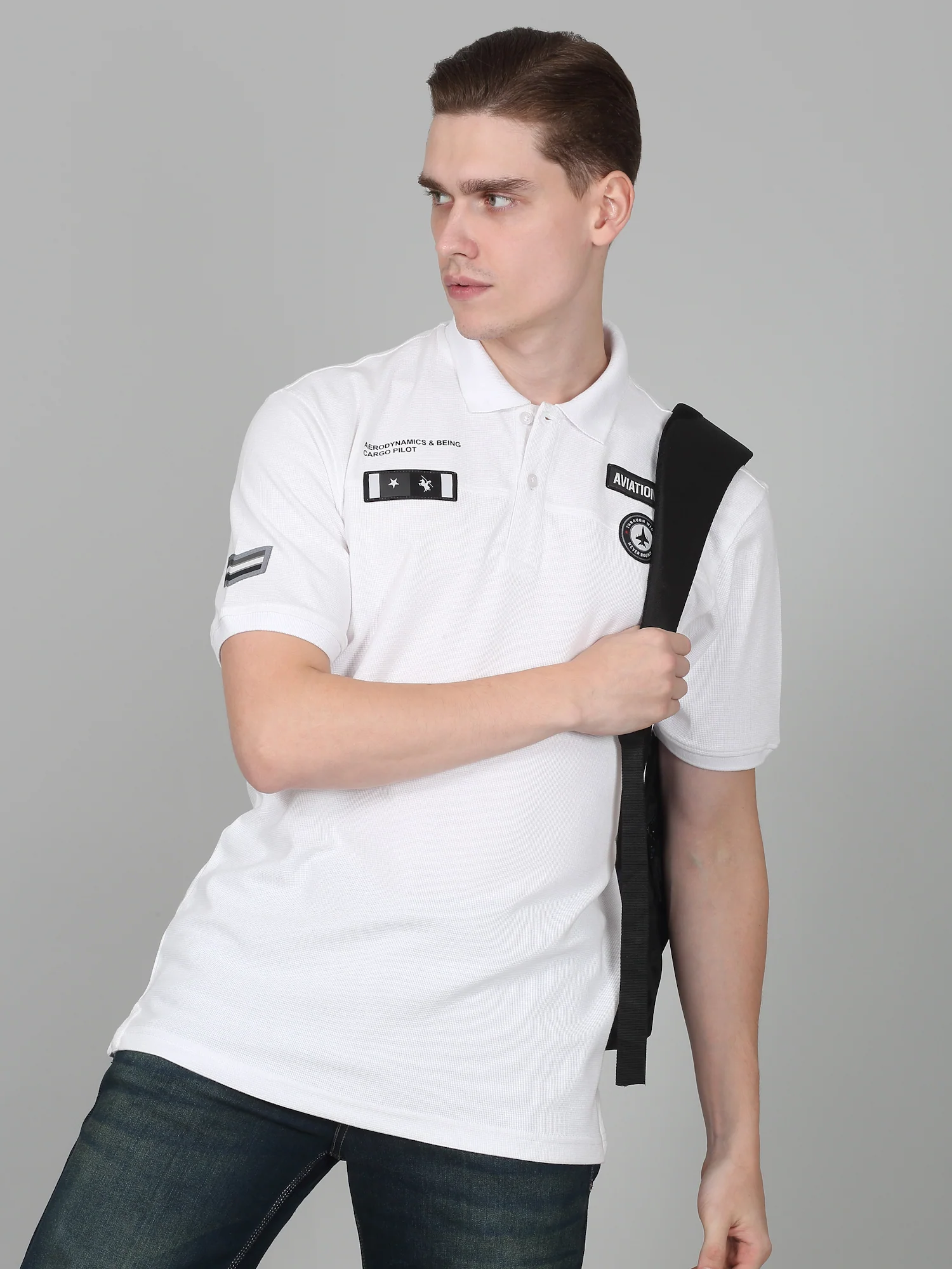 T-Shirt for Men | Breathable & Soft with Color Fastness Regular Fit Polo Neck Poly Cotton Fabric Self Design Pattern - Image 8