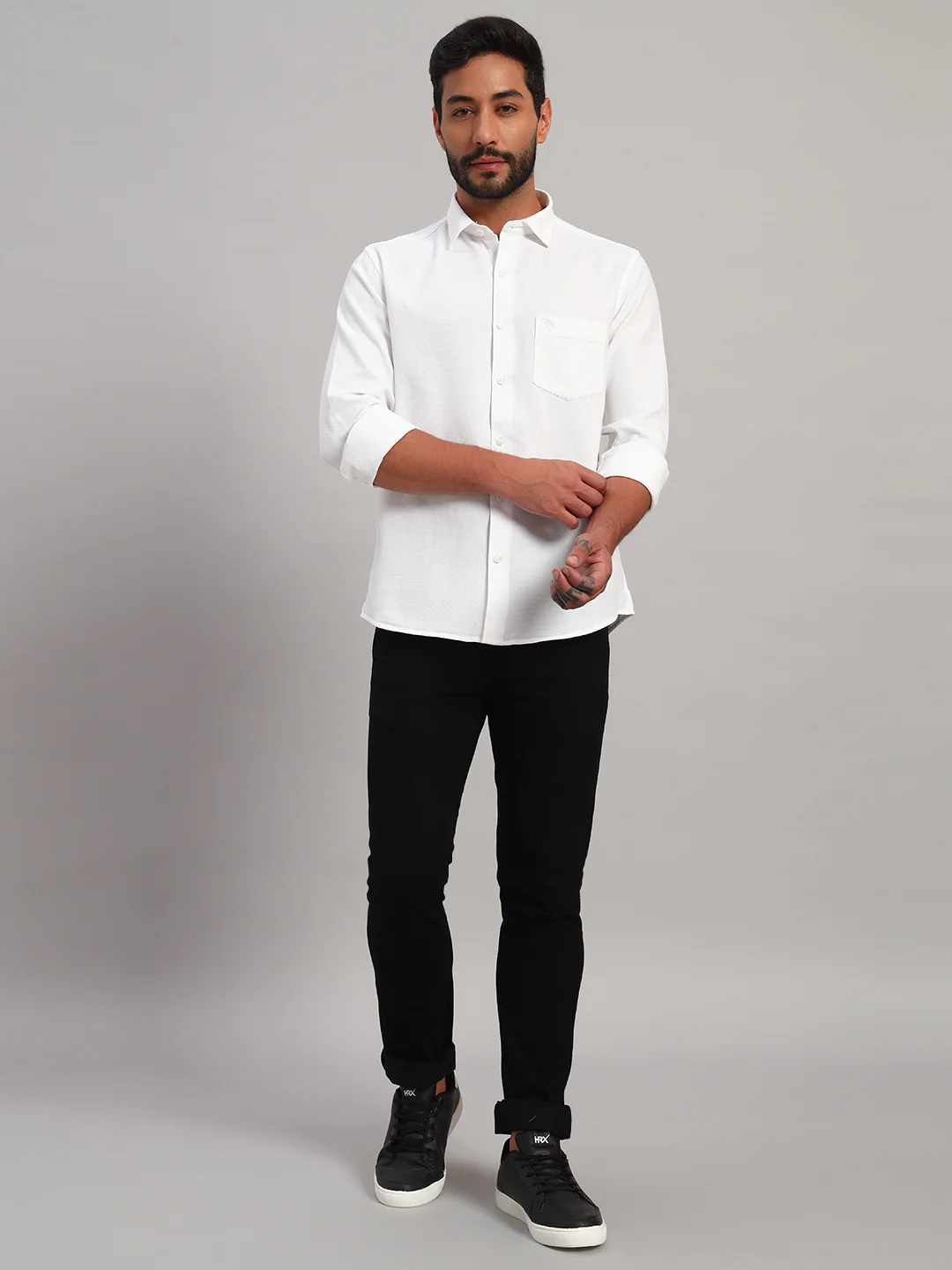 Casual Shirt for Men | Breathable & Soft with Color Fastness Regular Fit Spread Collar Neck Cotton Fabric Self Design Pattern - Image 2