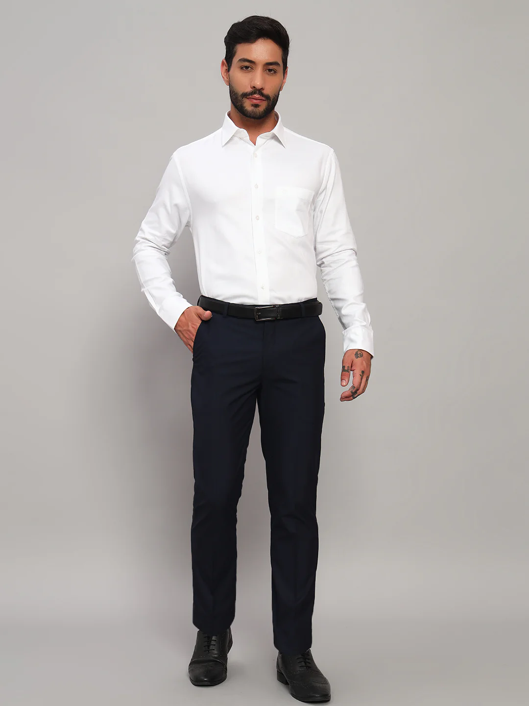 Formal Shirt for Men l Breathable & Soft with Color Fastness Regular Fit Spread Collar Neck Cotton Fabric Self Design Pattern - Image 8