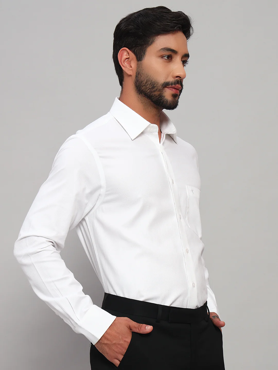 Formal Shirt for Men l Breathable & Soft with Color Fastness Regular Fit Spread Collar Neck Cotton Fabric Self Design Pattern - Image 5