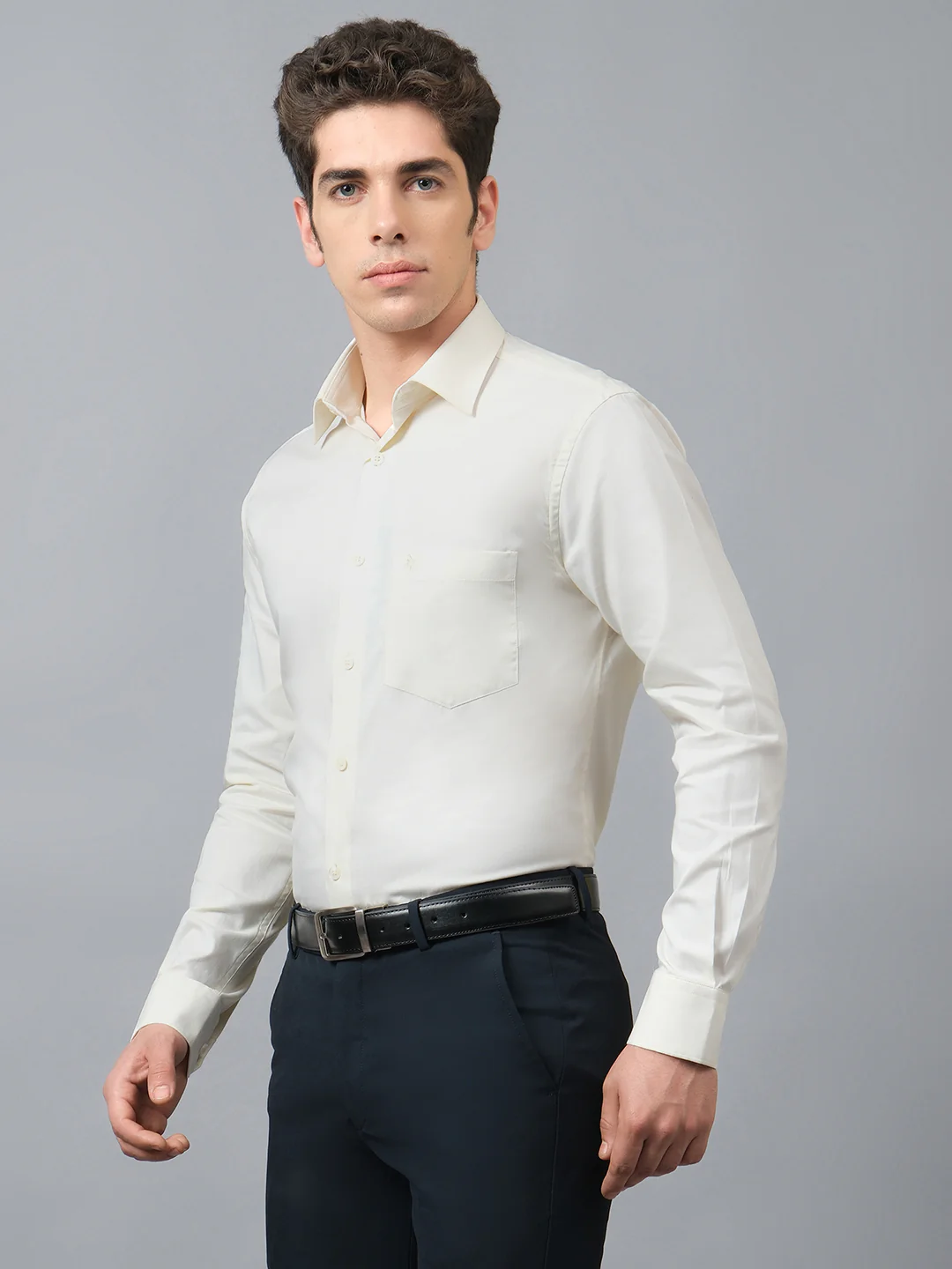 Formal Shirt for Men l Breathable & Soft with Color Fastness Regular Fit Spread Collar Neck Cotton Fabric Self Design Pattern - Image 3