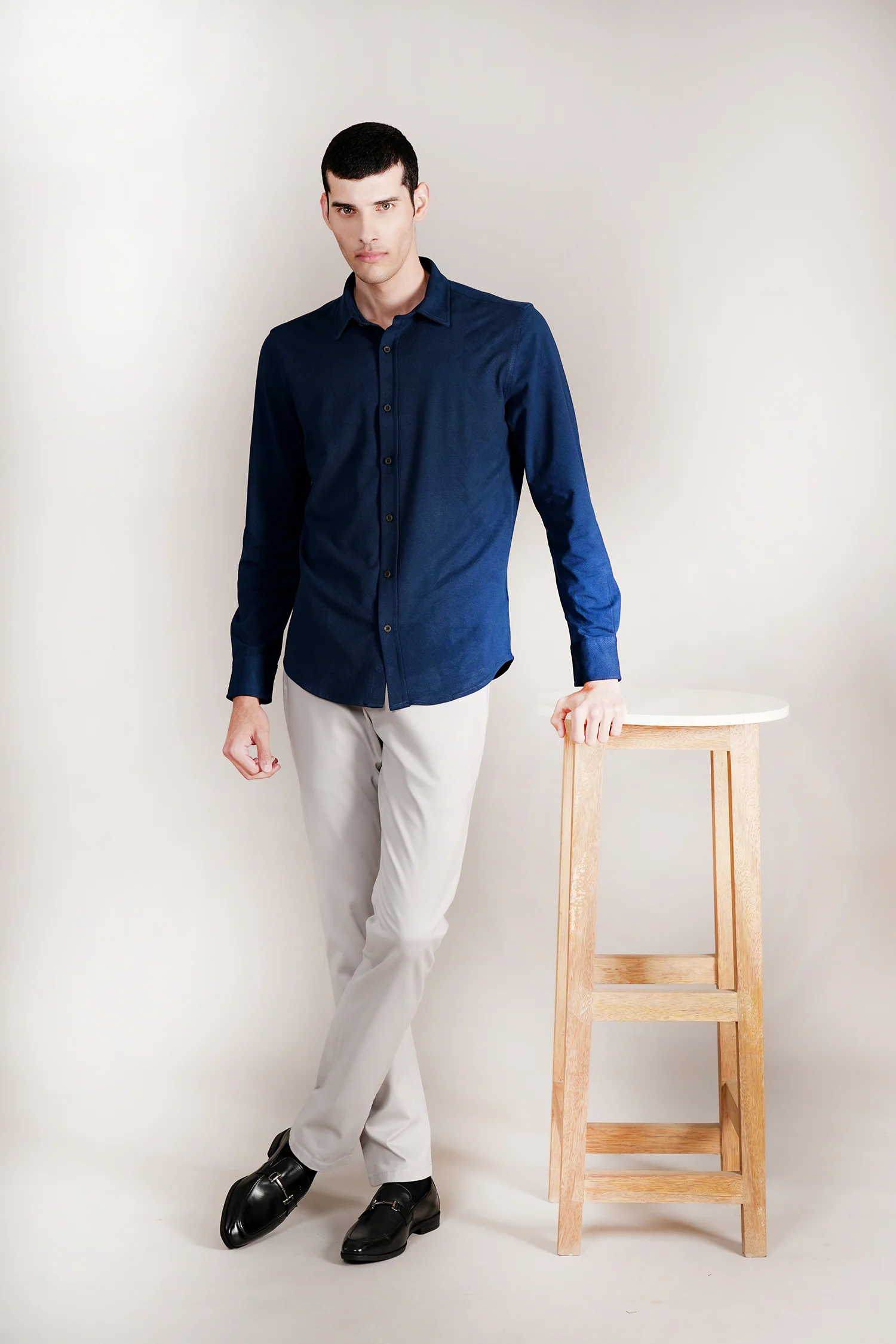 Casual Trouser for Men | Breathable & Soft with Color Fastness Regular Fit Cotton Blend Fabric Solid Pattern Button Closure - Image 2