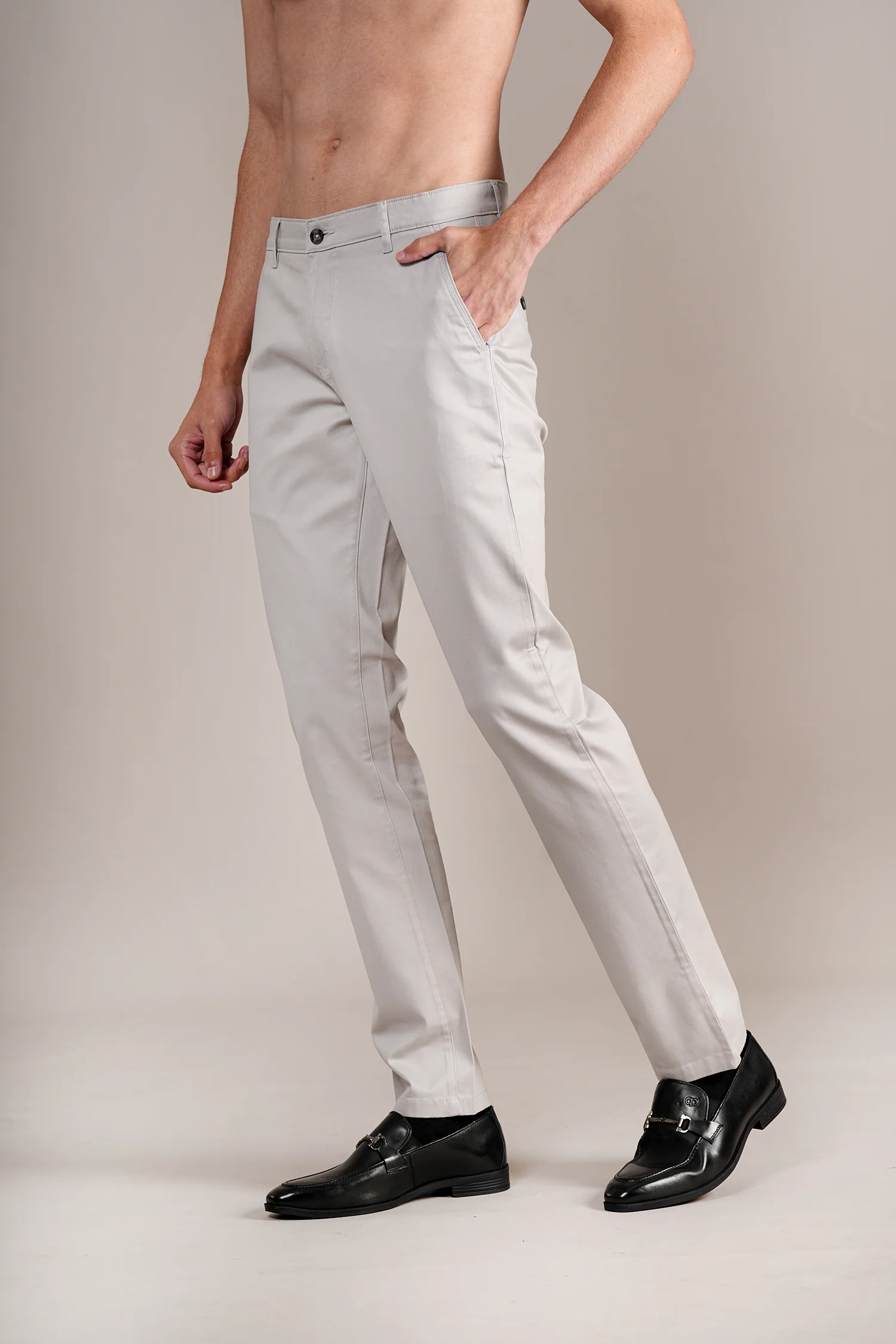 Casual Trouser for Men | Breathable & Soft with Color Fastness Regular Fit Cotton Blend Fabric Solid Pattern Button Closure - Image 3