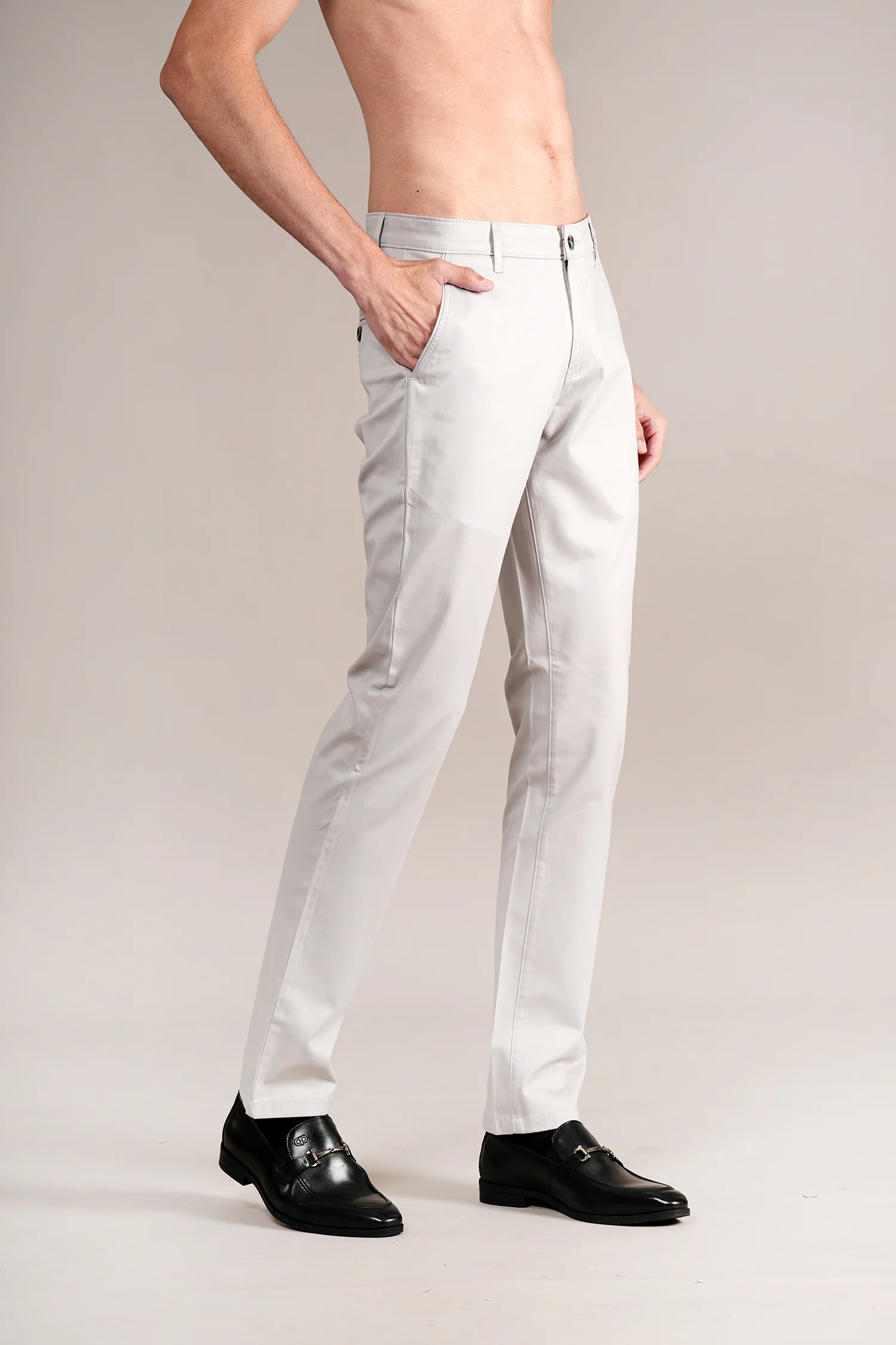 Casual Trouser for Men | Breathable & Soft with Color Fastness Regular Fit Cotton Blend Fabric Solid Pattern Button Closure - Image 5