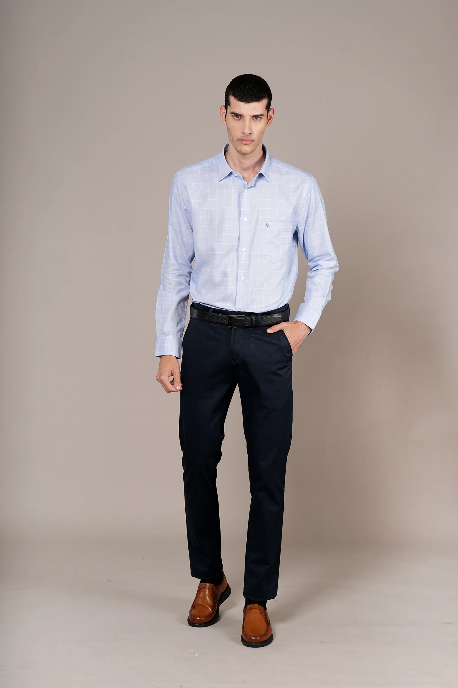 Formal Shirt for Men l Breathable & Soft with Color Fastness Regular Fit Spread Collar Neck Cotton Fabric Checkered Pattern - Image 2