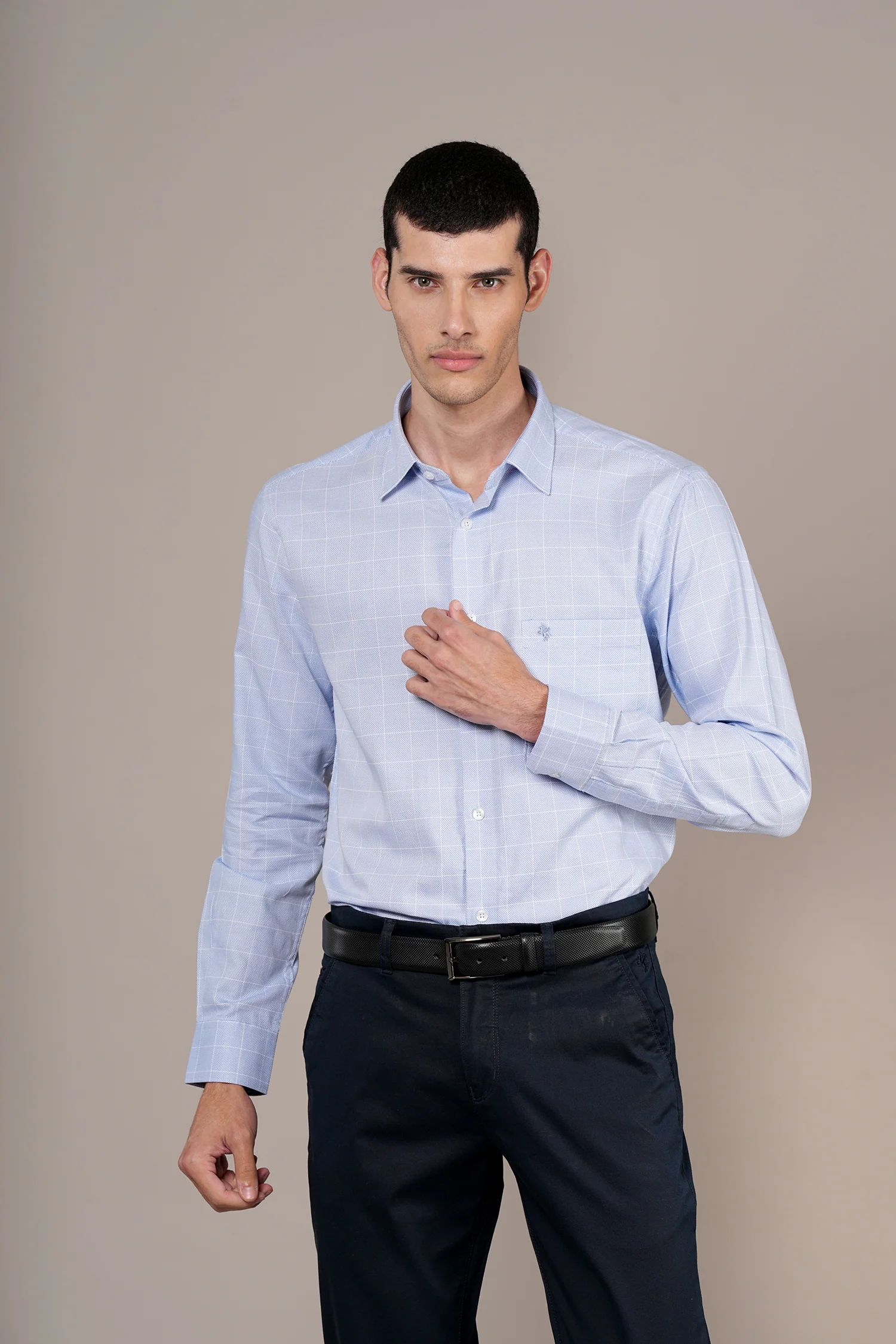 Formal Shirt for Men l Breathable & Soft with Color Fastness Regular Fit Spread Collar Neck Cotton Fabric Checkered Pattern - Image 3