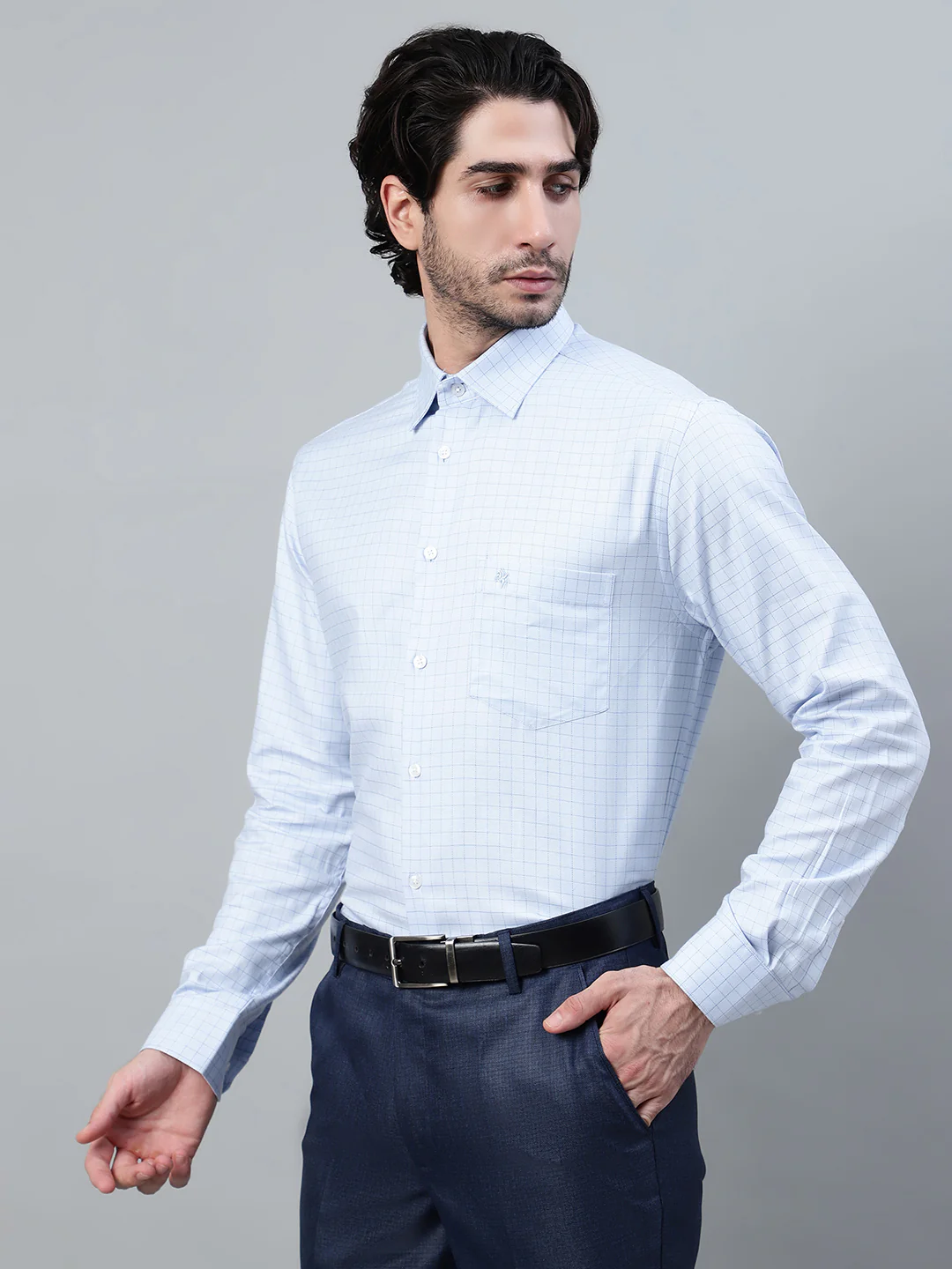 Formal Shirt for Men l Breathable & Soft with Color Fastness Regular Fit Spread Collar Neck Cotton Fabric Checkered Pattern - Image 3