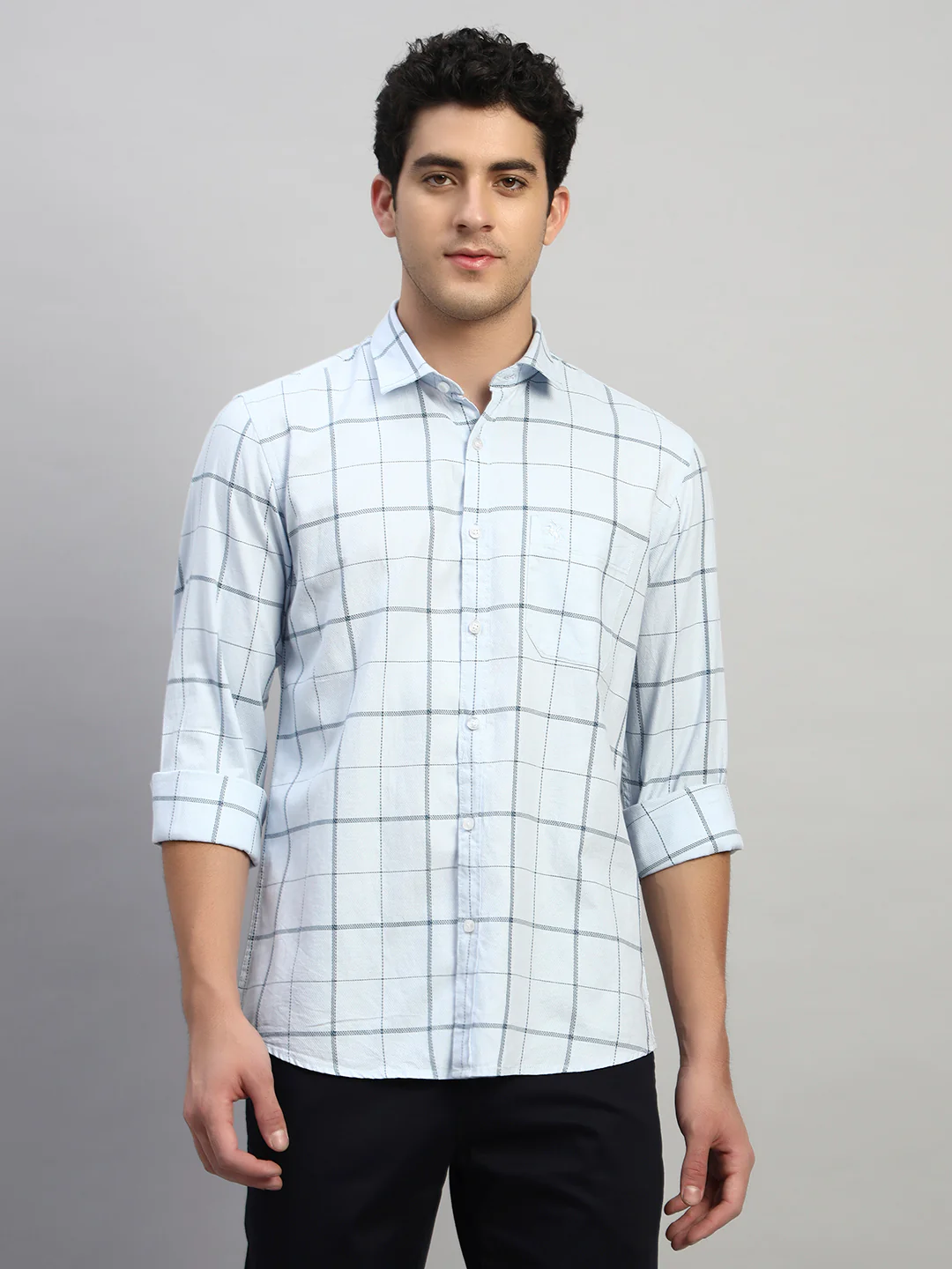 Casual Shirt for Men | Breathable & Soft with Color Fastness Regular Fit Spread Collar Neck Cotton Fabric Checkered Pattern - Image 2