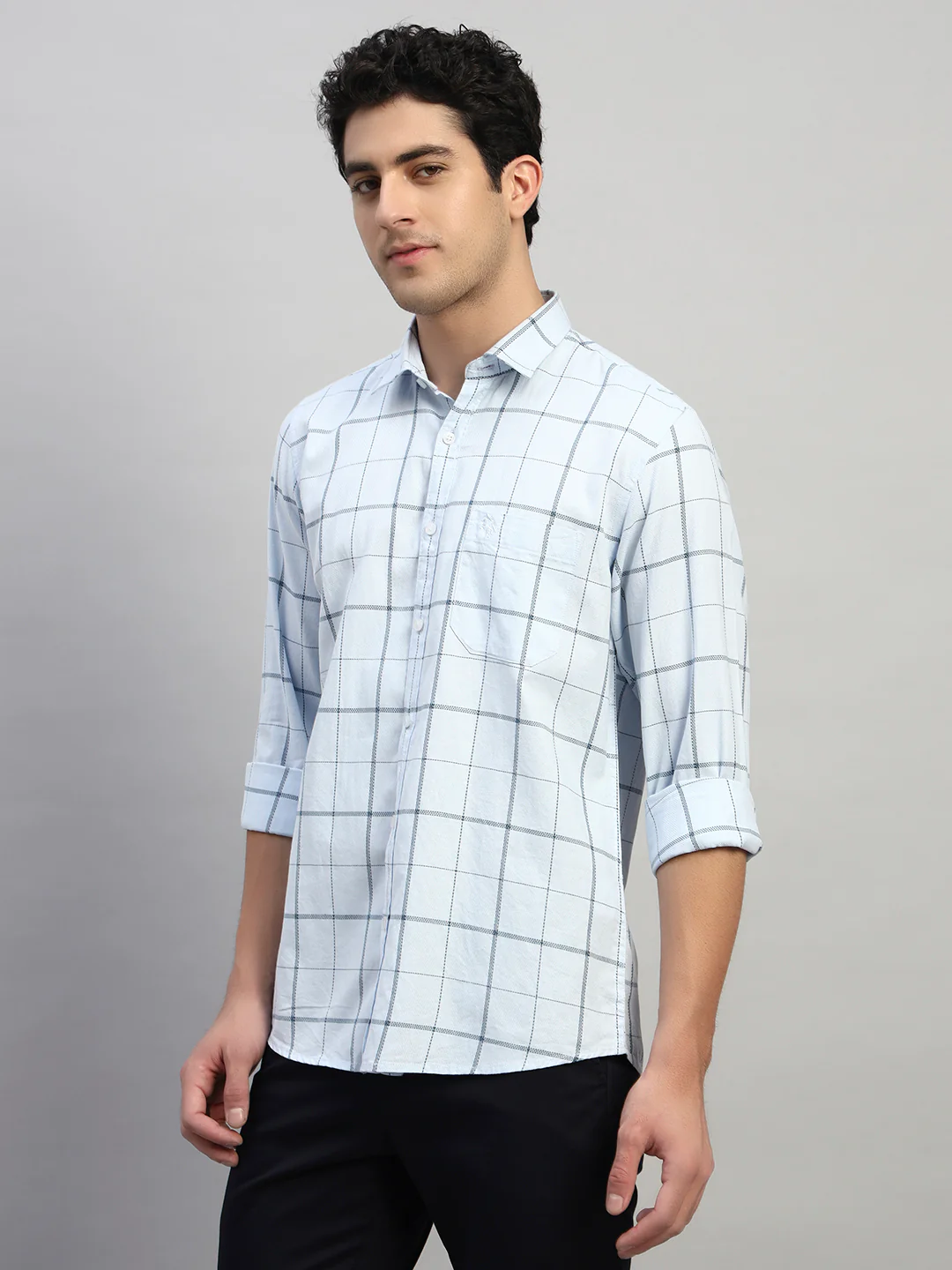 Casual Shirt for Men | Breathable & Soft with Color Fastness Regular Fit Spread Collar Neck Cotton Fabric Checkered Pattern - Image 3