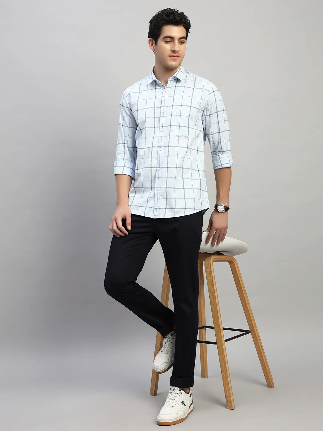 Casual Shirt for Men | Breathable & Soft with Color Fastness Regular Fit Spread Collar Neck Cotton Fabric Checkered Pattern - Image 8