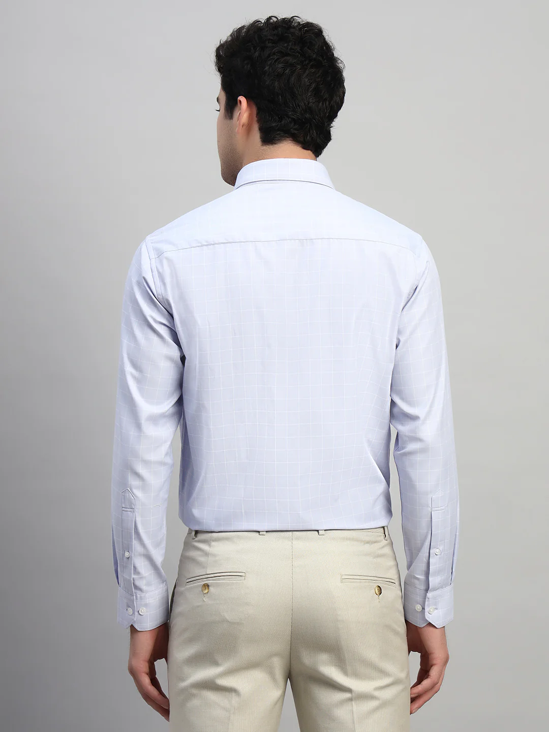 Formal Shirt for Men l Breathable & Soft with Color Fastness Regular Fit Spread Collar Neck Cotton Blend Fabric Checkered Pattern - Image 2