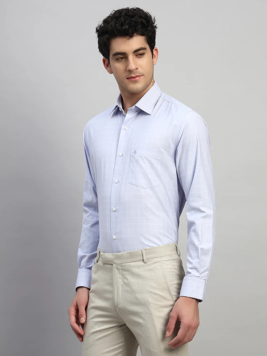 Formal Shirt for Men l Breathable & Soft with Color Fastness Regular Fit Spread Collar Neck Cotton Blend Fabric Checkered Pattern - Image 4