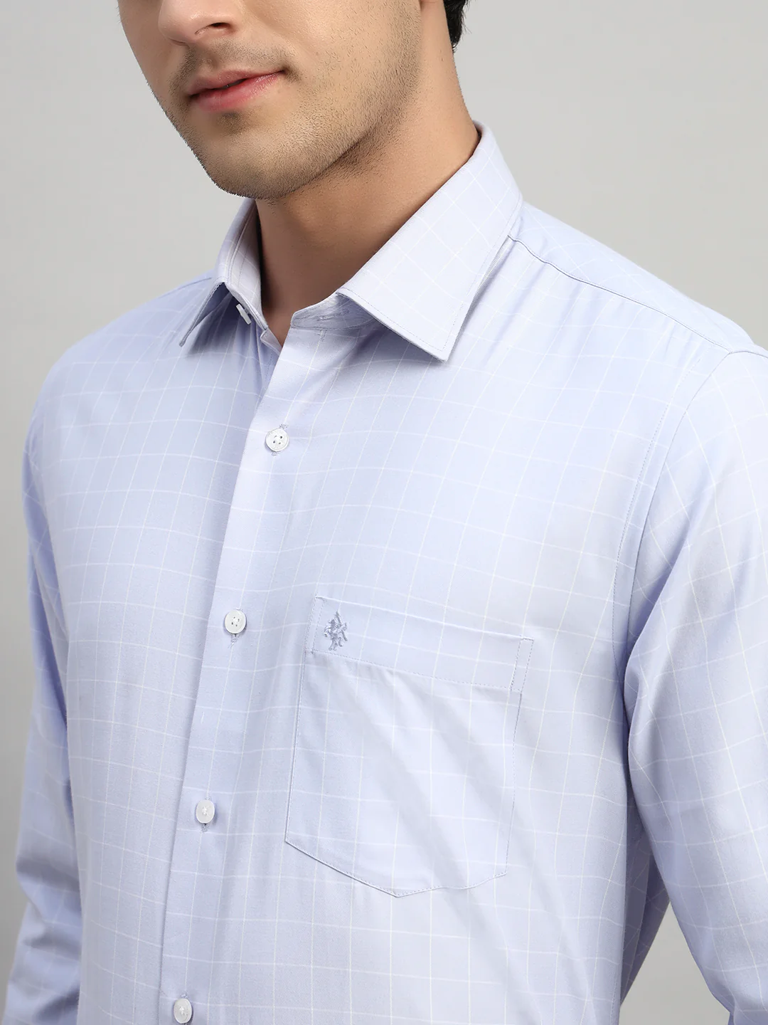 Formal Shirt for Men l Breathable & Soft with Color Fastness Regular Fit Spread Collar Neck Cotton Blend Fabric Checkered Pattern - Image 6