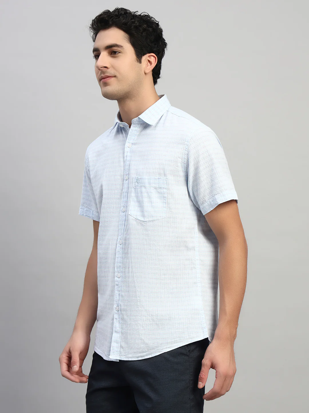 Casual Shirt for Men | Breathable & Soft with Color Fastness Regular Fit Spread Collar Neck Cotton Fabric Checkered Pattern - Image 3