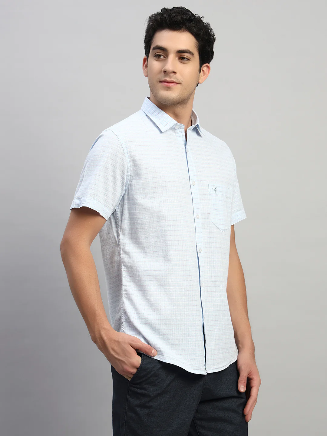 Casual Shirt for Men | Breathable & Soft with Color Fastness Regular Fit Spread Collar Neck Cotton Fabric Checkered Pattern - Image 4