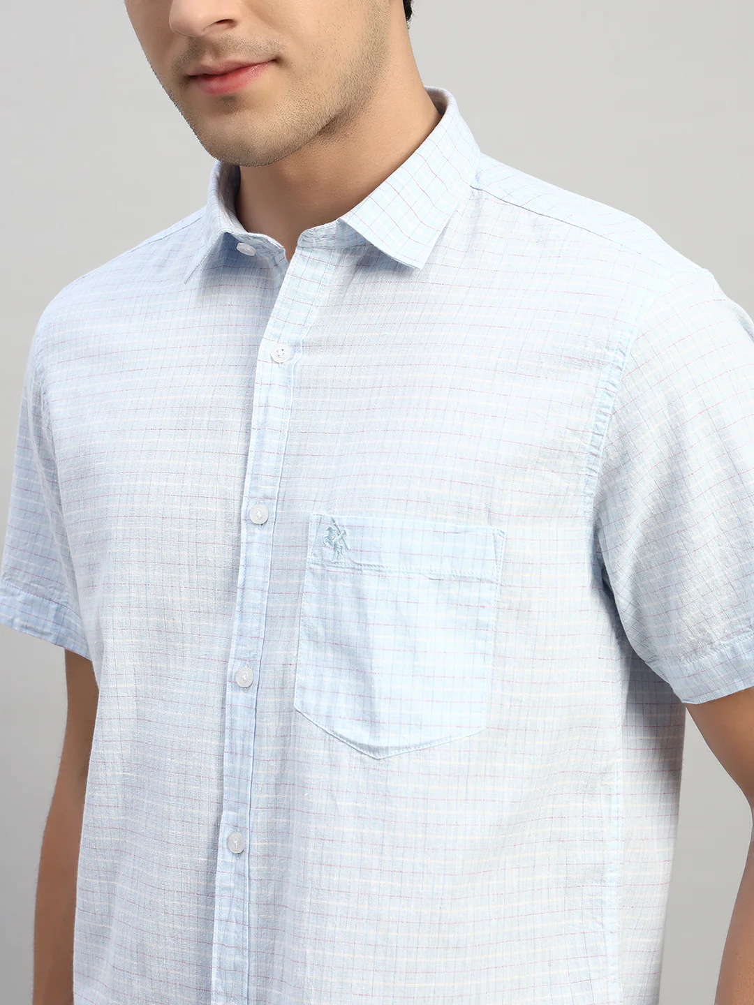 Casual Shirt for Men | Breathable & Soft with Color Fastness Regular Fit Spread Collar Neck Cotton Fabric Checkered Pattern - Image 6