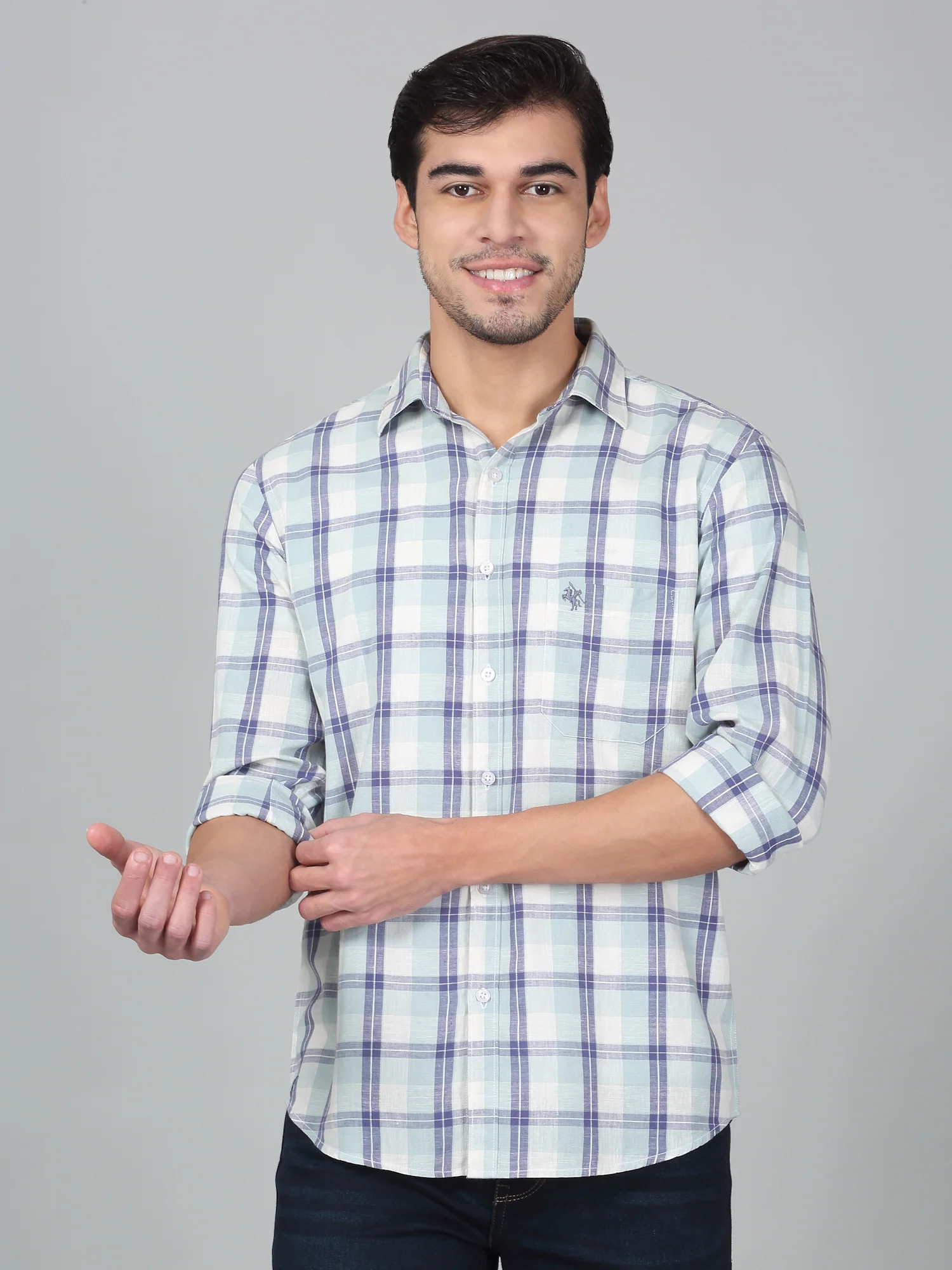 Casual Shirt for Men | Breathable & Soft with Color Fastness Regular Fit Spread Collar Neck Cotton Fabric Checkered Pattern - Image 3