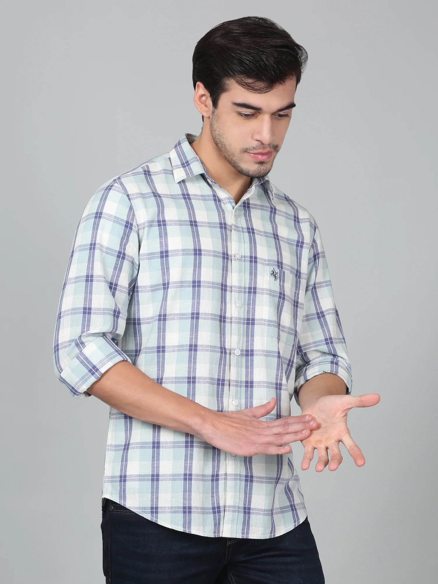 Casual Shirt for Men | Breathable & Soft with Color Fastness Regular Fit Spread Collar Neck Cotton Fabric Checkered Pattern - Image 4