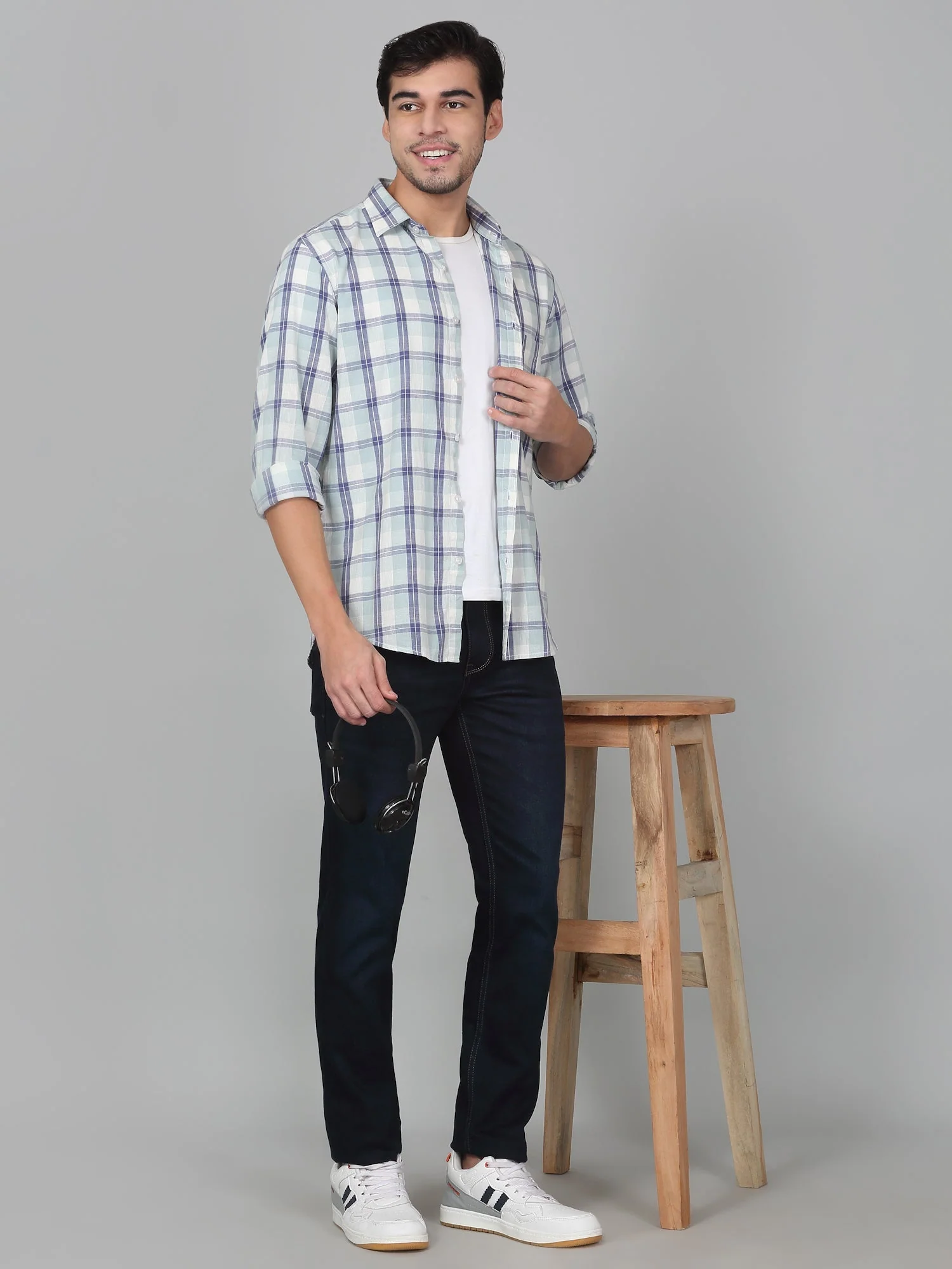 Casual Shirt for Men | Breathable & Soft with Color Fastness Regular Fit Spread Collar Neck Cotton Fabric Checkered Pattern - Image 5