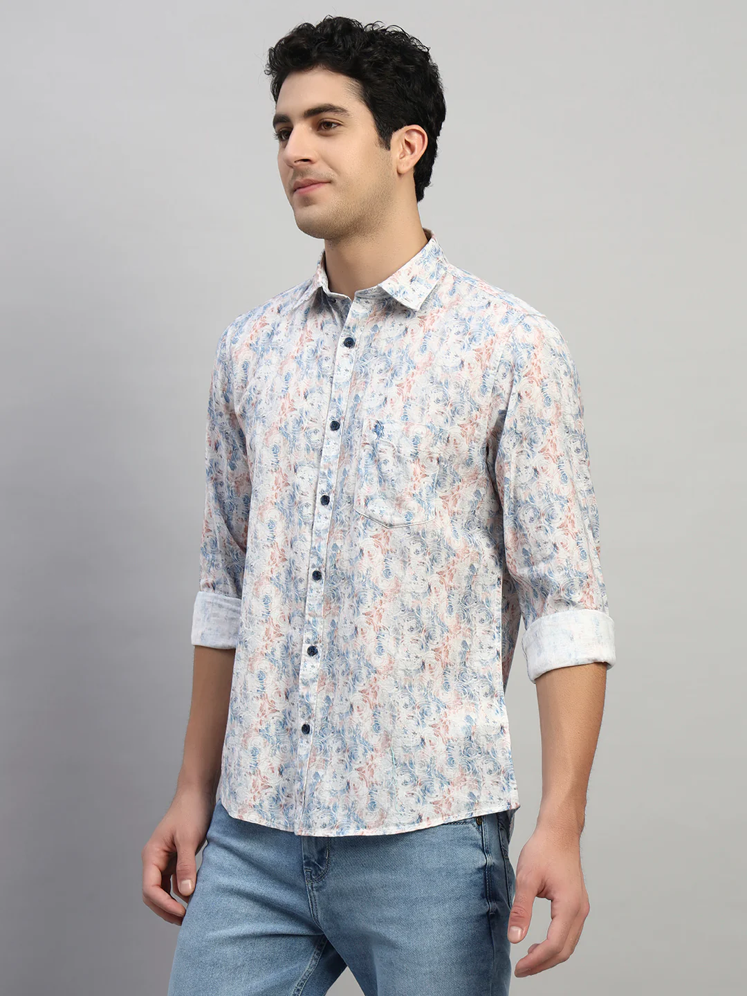 Casual Shirt for Men | Breathable & Soft with Color Fastness Regular Fit Spread Collar Neck Cotton Fabric Printed Pattern - Image 3