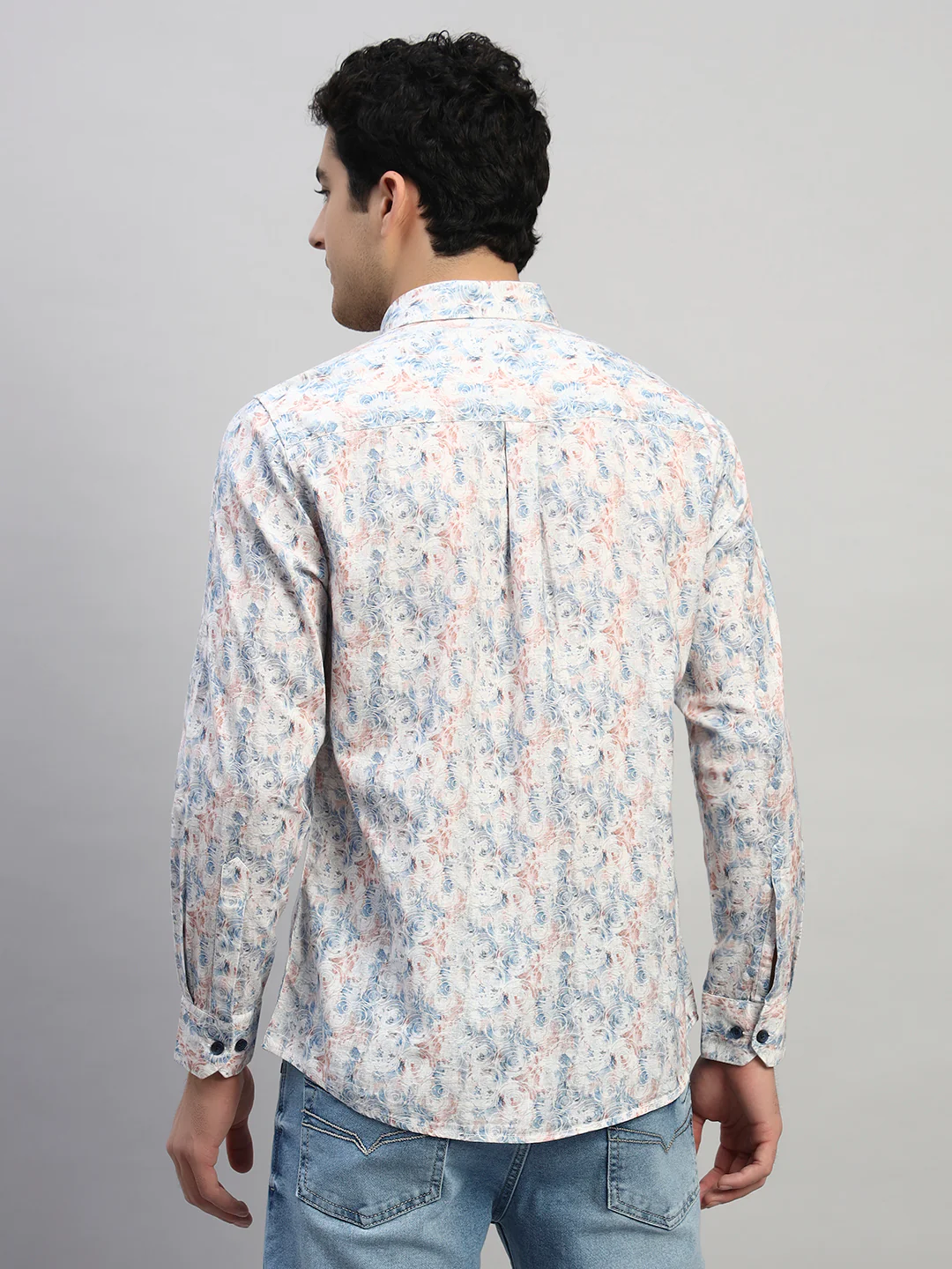 Casual Shirt for Men | Breathable & Soft with Color Fastness Regular Fit Spread Collar Neck Cotton Fabric Printed Pattern - Image 5