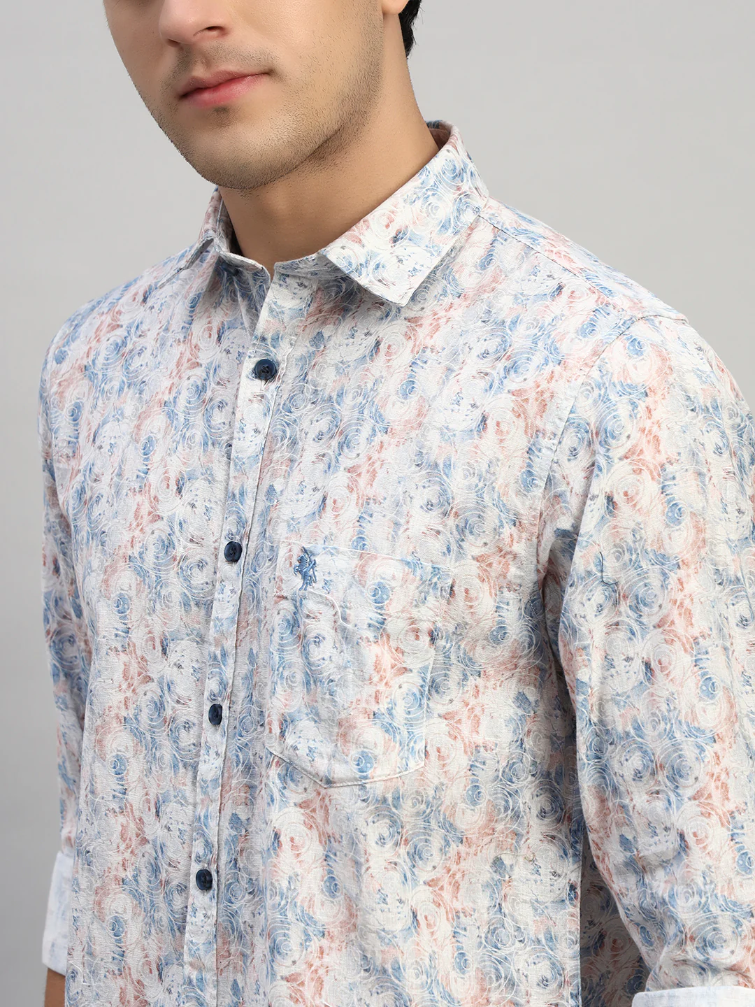 Casual Shirt for Men | Breathable & Soft with Color Fastness Regular Fit Spread Collar Neck Cotton Fabric Printed Pattern - Image 7