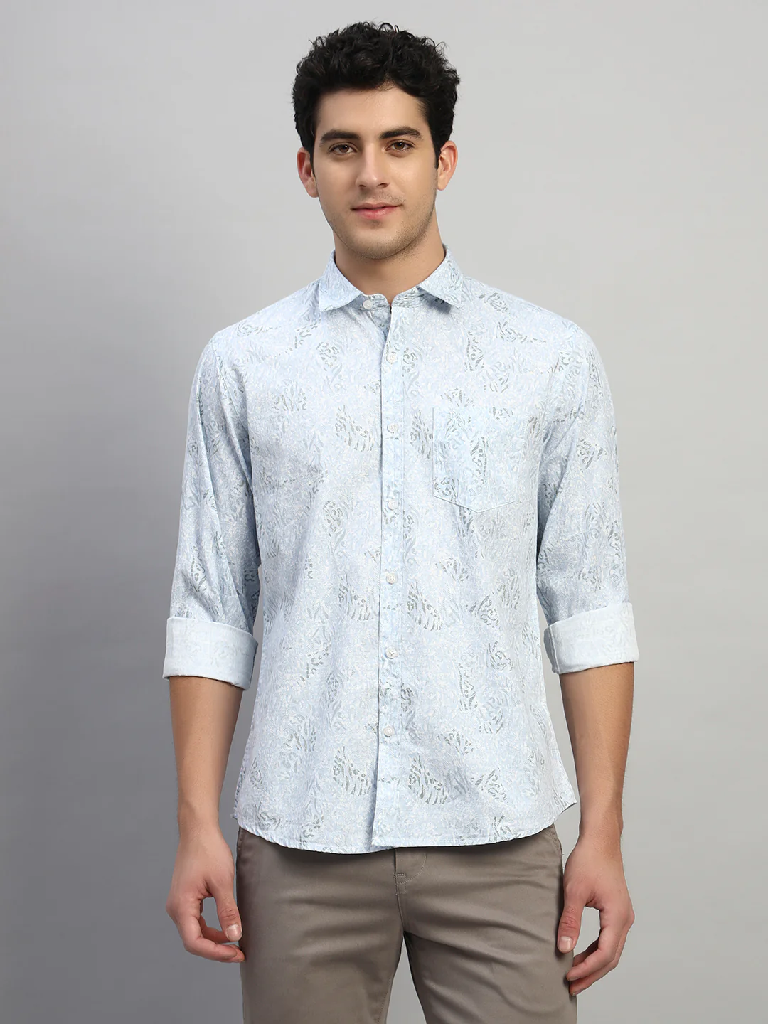 Casual Shirt for Men | Breathable & Soft with Color Fastness Regular Fit Spread Collar Neck Cotton Fabric Printed Pattern - Image 2