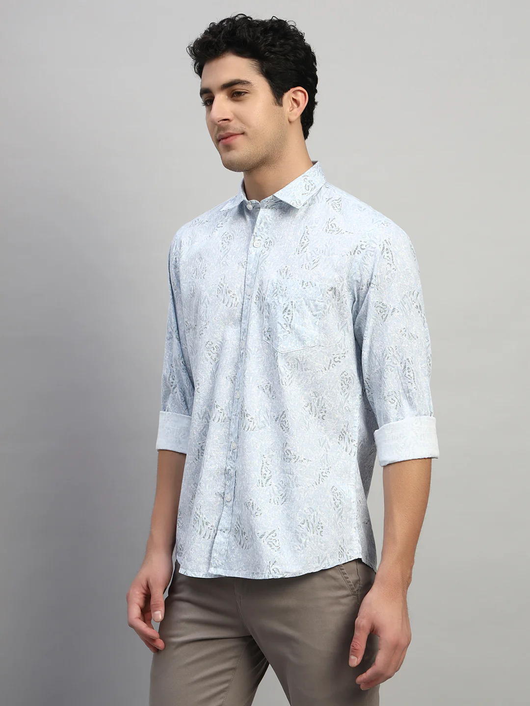Casual Shirt for Men | Breathable & Soft with Color Fastness Regular Fit Spread Collar Neck Cotton Fabric Printed Pattern - Image 3