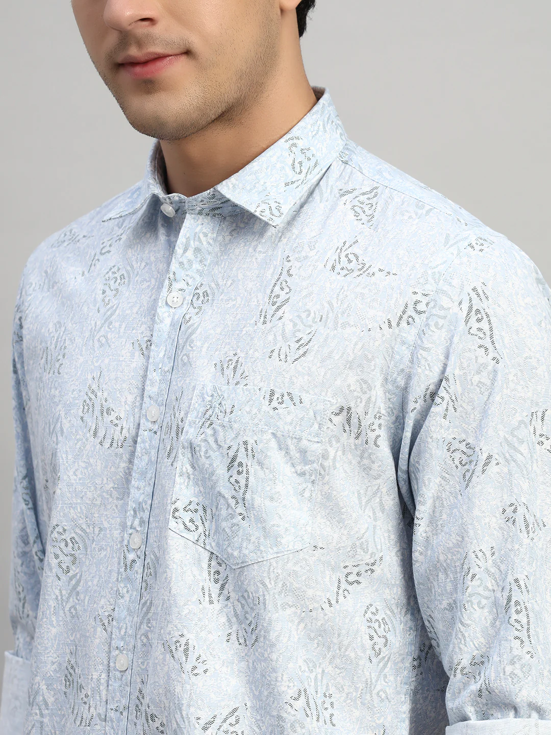 Casual Shirt for Men | Breathable & Soft with Color Fastness Regular Fit Spread Collar Neck Cotton Fabric Printed Pattern - Image 7